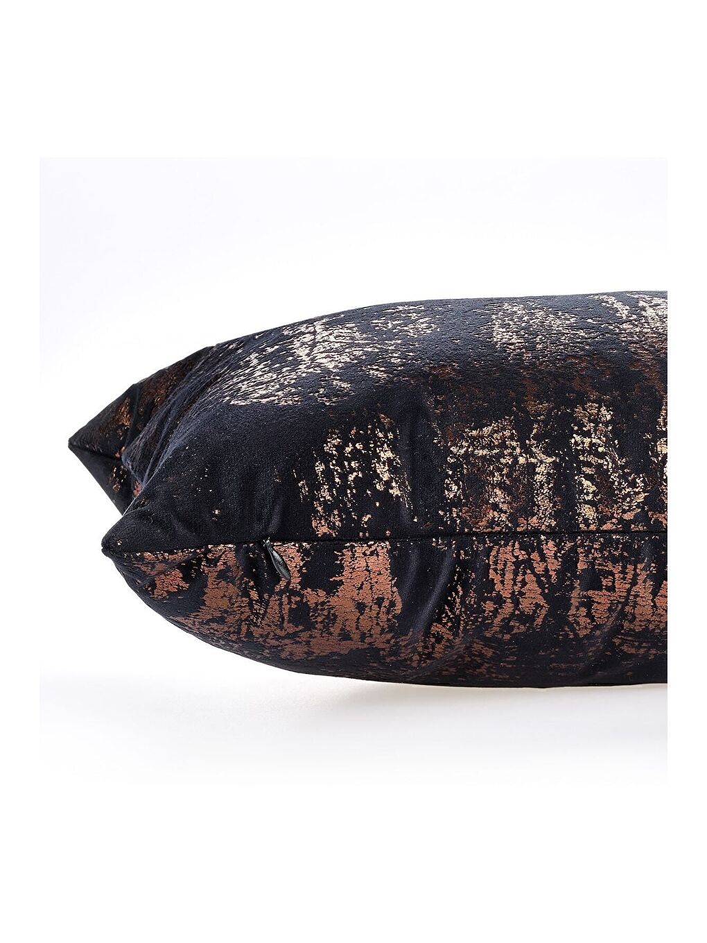 Siyah Bakır Kırlent Kılıfı Dekoratif Desenli Kadife-3