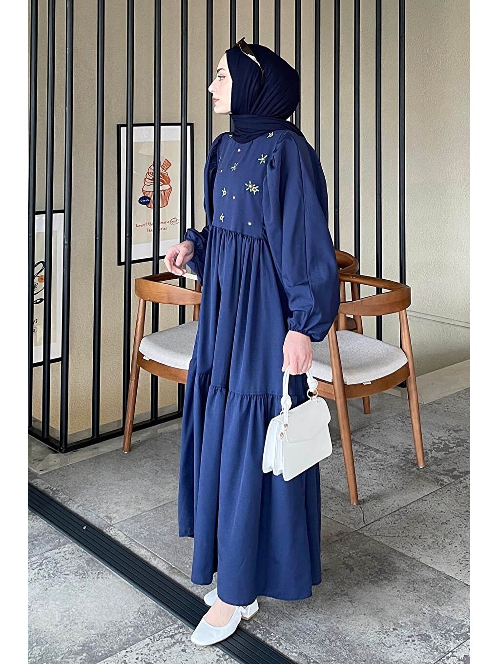 Yazlık Elica Elbise Lacivert-1