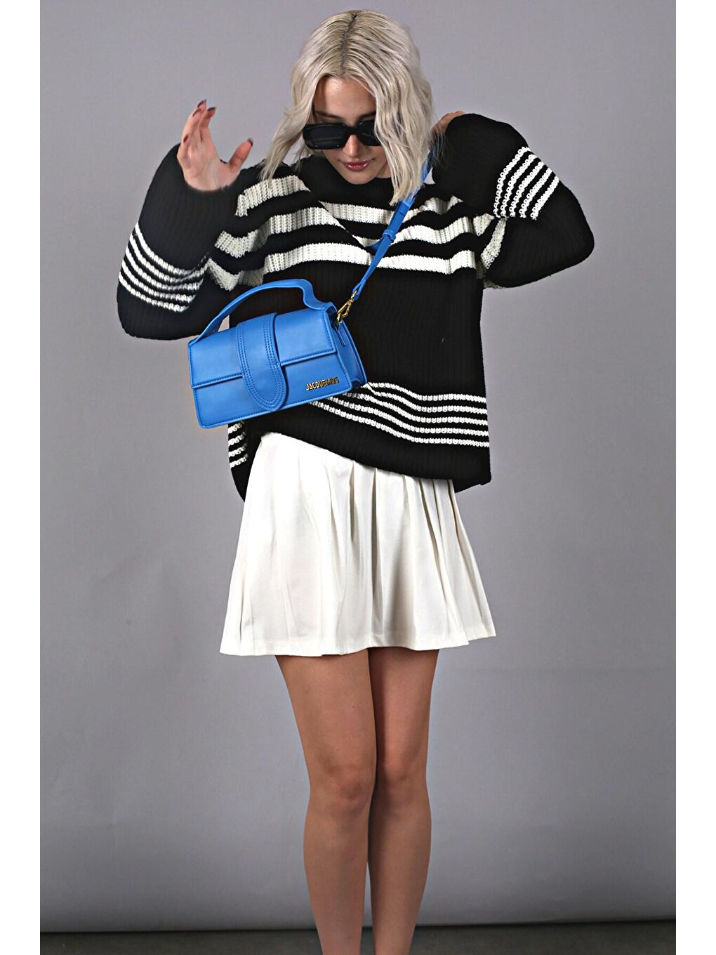 Siyah Çizgili Triko Kazak Mg1585-2