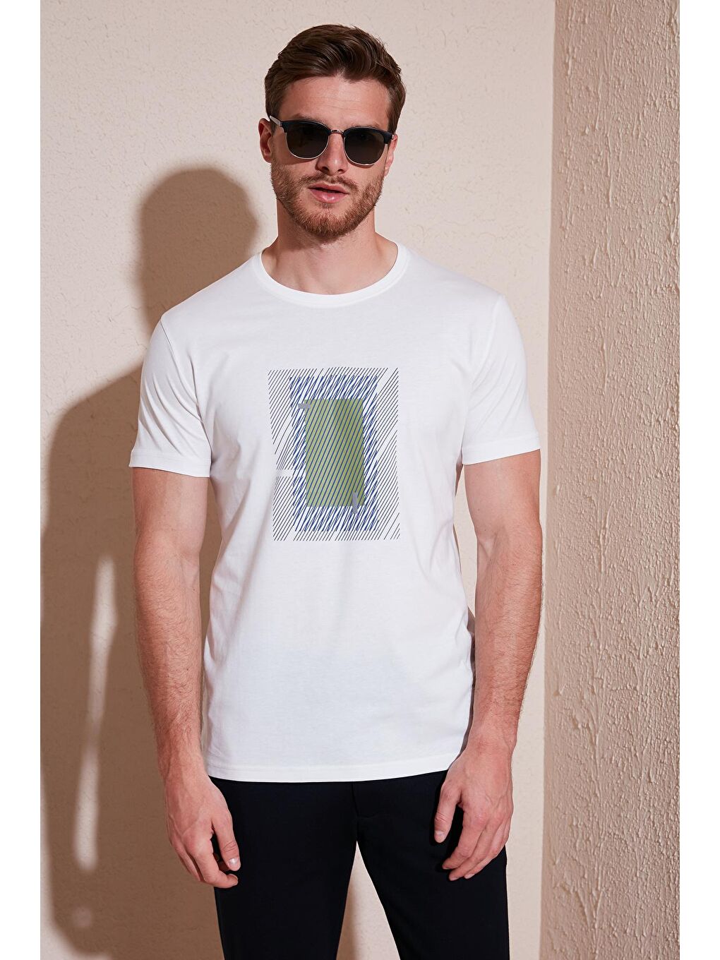 Buratti Ekru Pamuklu Slim Fit Bisiklet Yaka T Shirt 646R7930