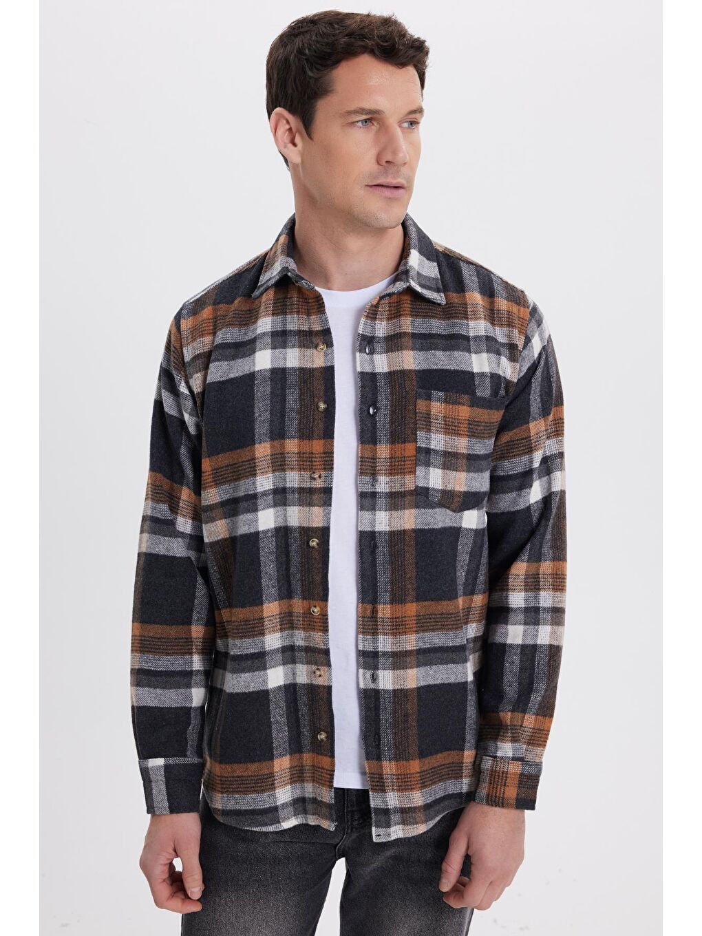 Karışık Erkek Regular Fit Rahat Kesim Kışlık Kareli Oduncu Gömlek-3