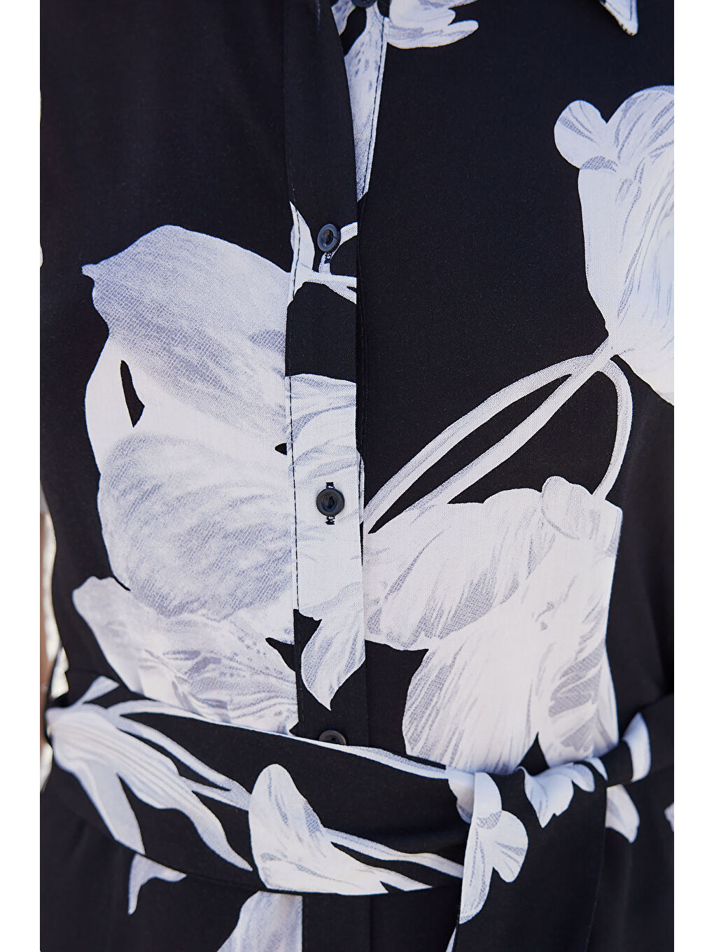 2213 Kısa Kol Viskon Elbise - D. Siyah-5