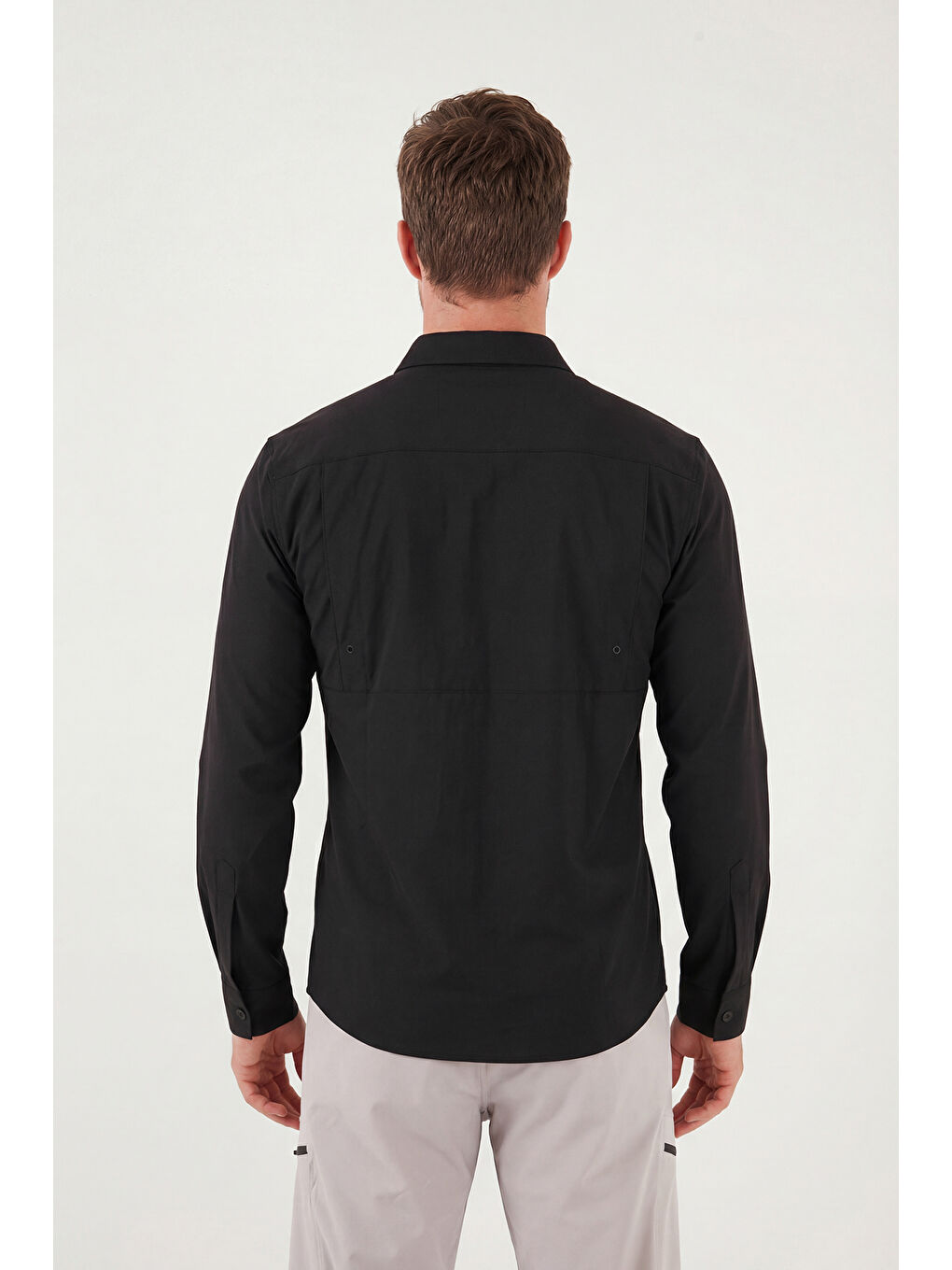 Siyah Treaking ve Su İtici Klasik Yaka Uzun Kollu Cepli Gömlek 693821-6