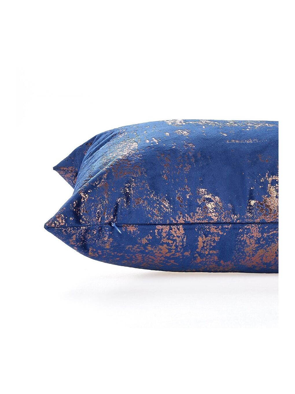 Lacivert Bakır Kırlent Kılıfı Dekoratif Desenli Kadife-3