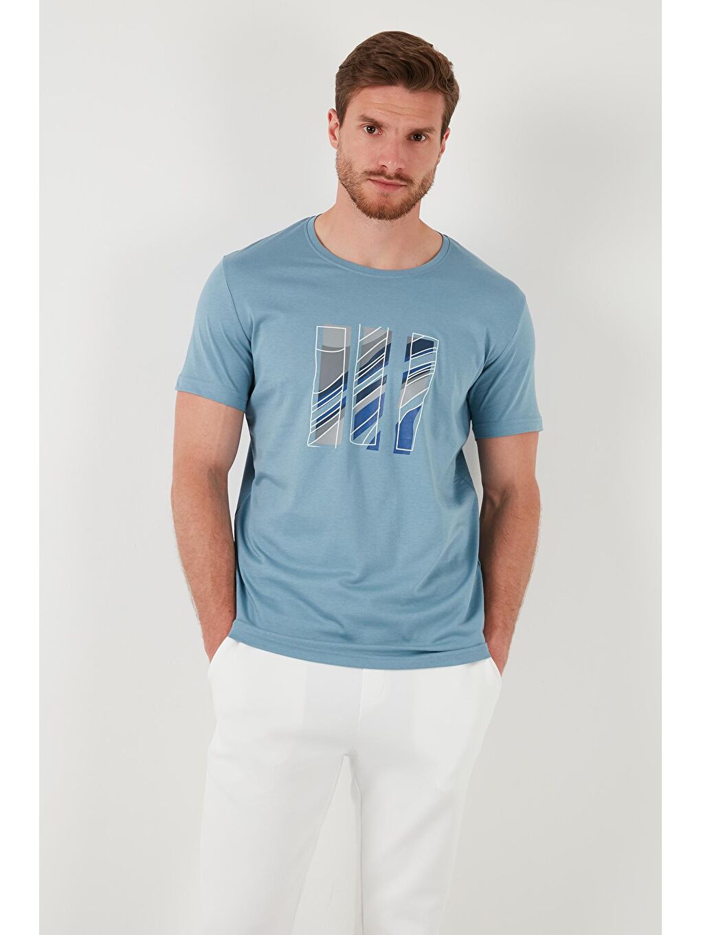 Buratti Mavi Pamuklu Slim Fit Bisiklet Yaka T Shirt 646R7950 - 1