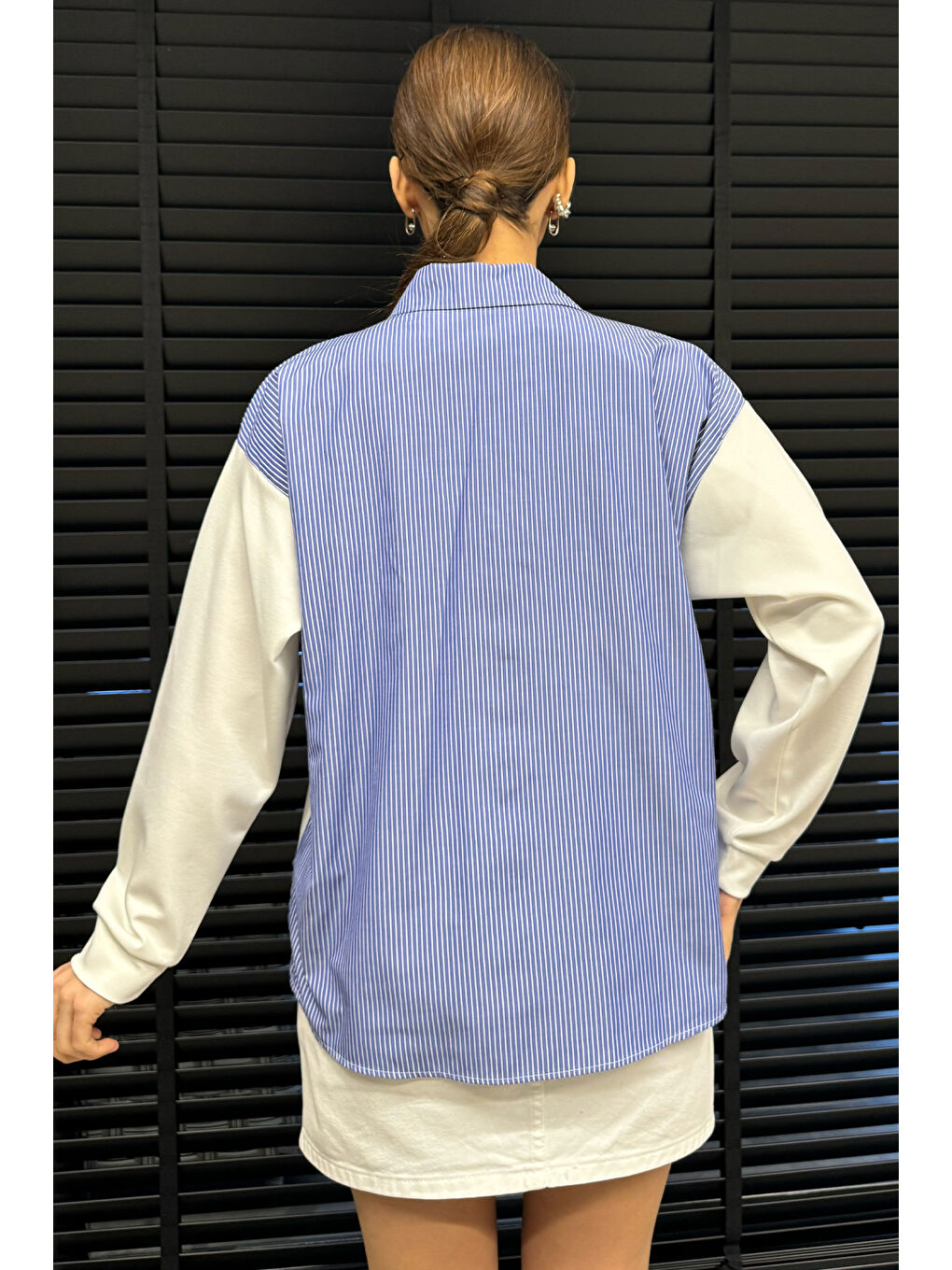 Beyaz Kadın Hırka Kombinli Gömlek-3