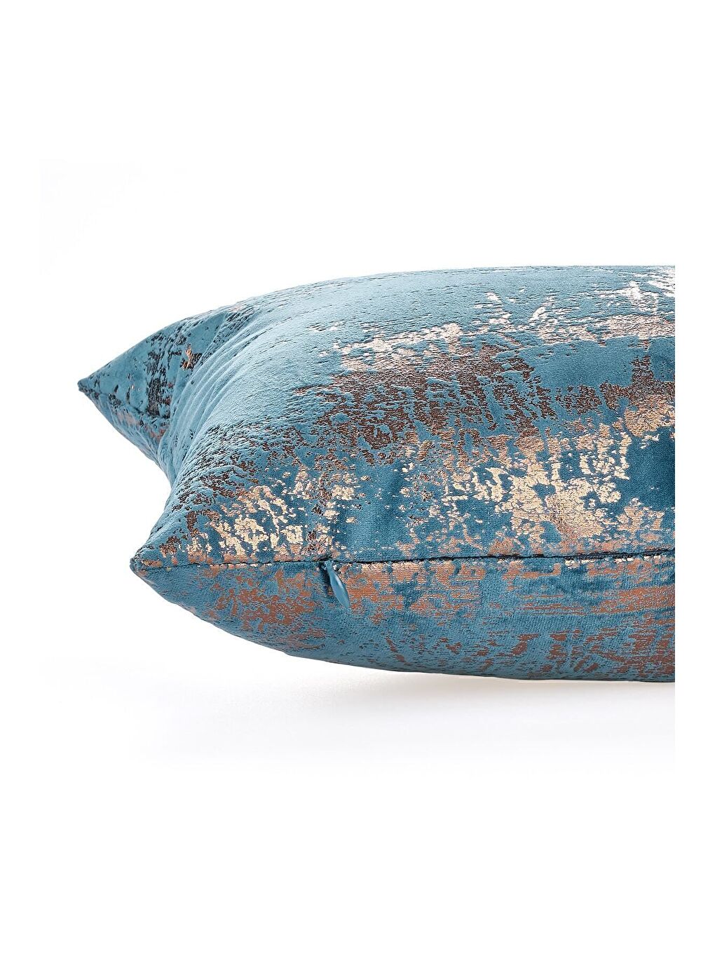 Petrol Bakır Kırlent Kılıfı Dekoratif Desenli Kadife-3