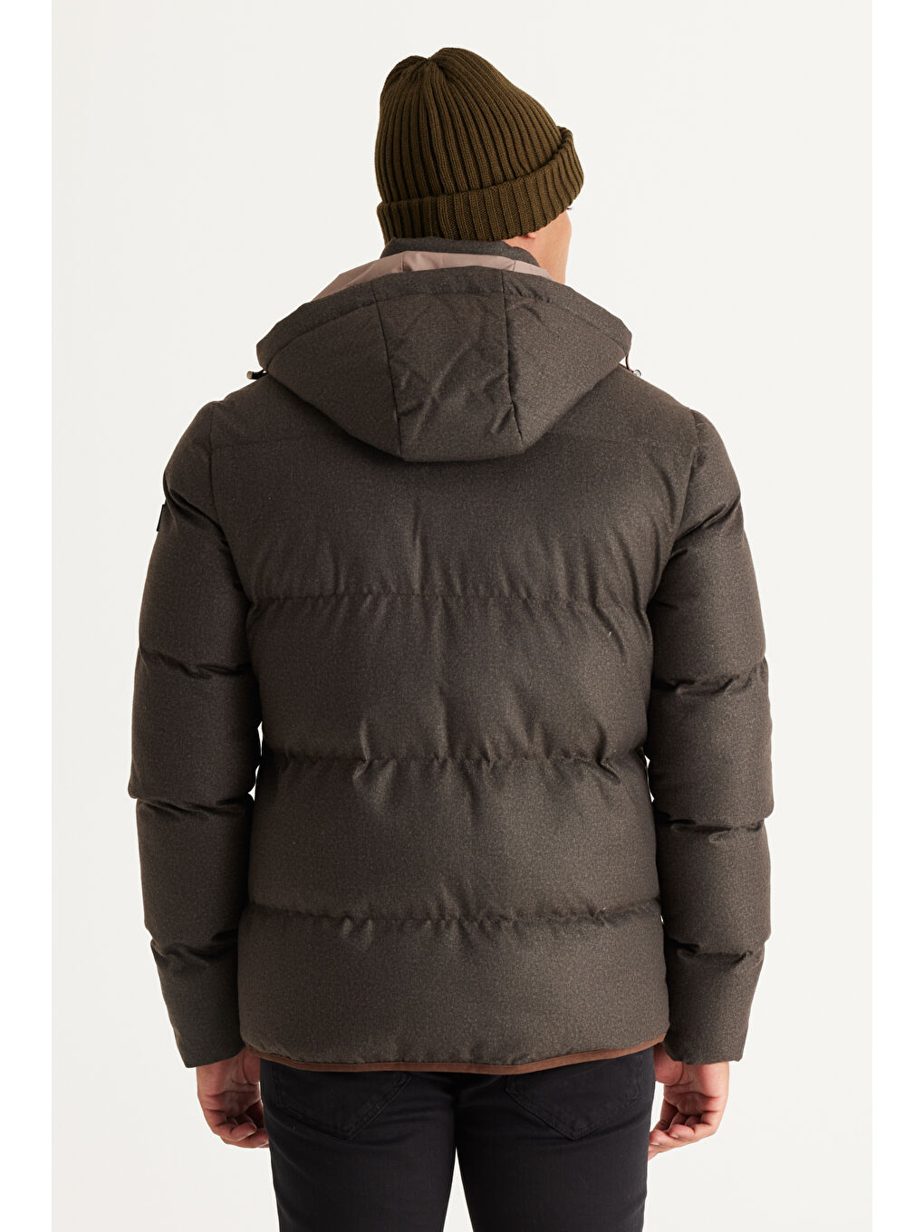 Erkek Kahverengi Standart Fit Normal Kesim Çıkma Kapüşonlu Şişme Mont-6