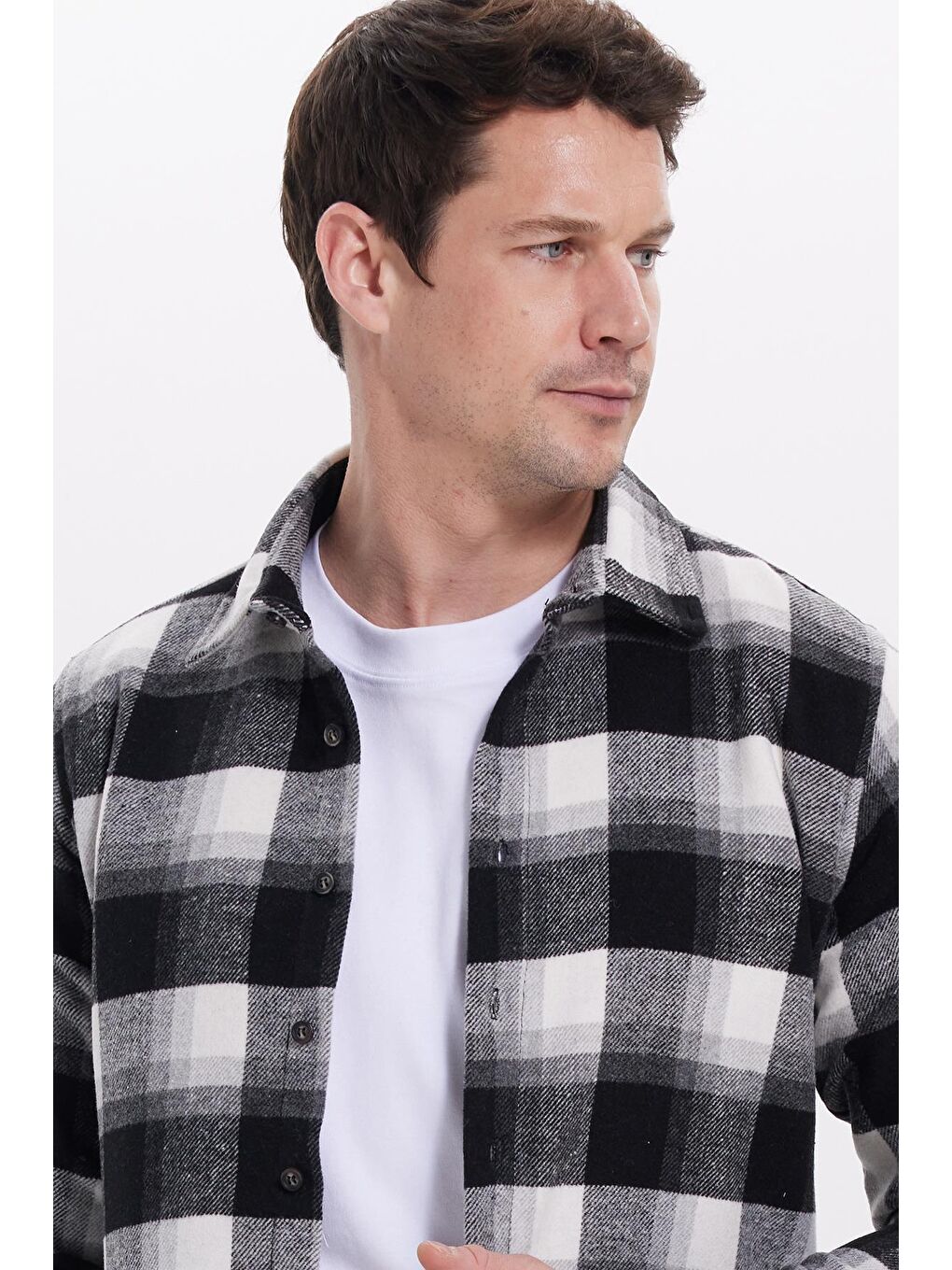 Karışık Erkek Slim Fit Dar Kesim Kareli Kışlık Oduncu Gömlek-1