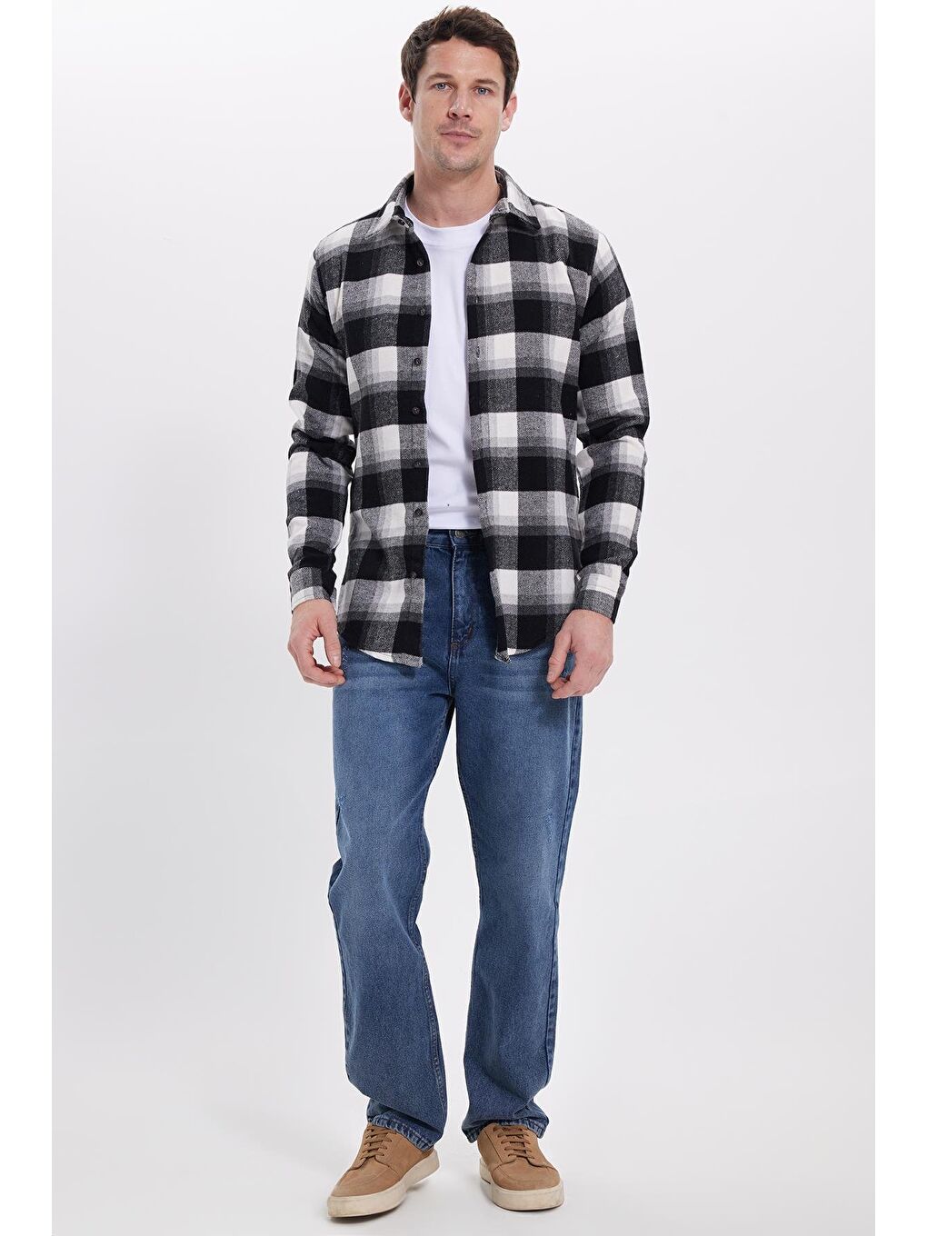 Karışık Erkek Slim Fit Dar Kesim Kareli Kışlık Oduncu Gömlek-2