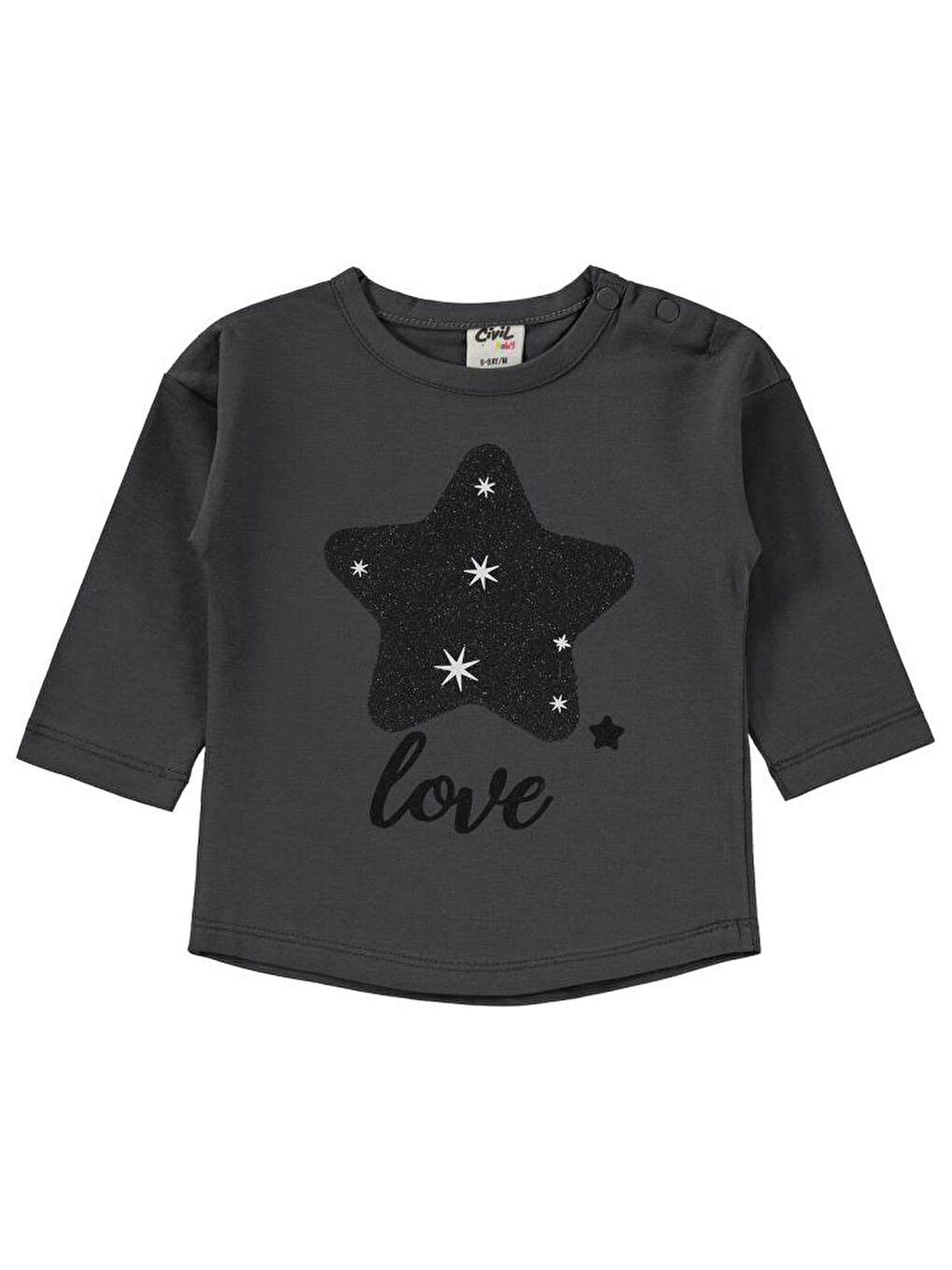 Antrasit Baby Yıldız Baskılı 6-18 Ay Sweatshirt-1