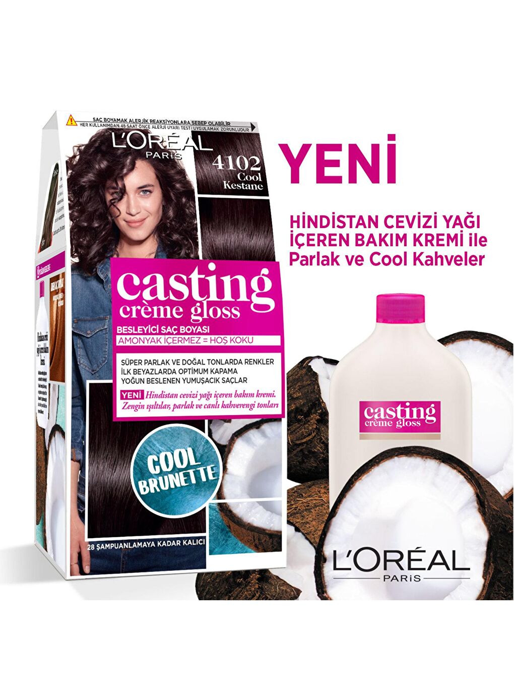 L'Oreal Paris Kestane Casting Crème Gloss Saç Boyası - 4102 Cool Kestane - 1