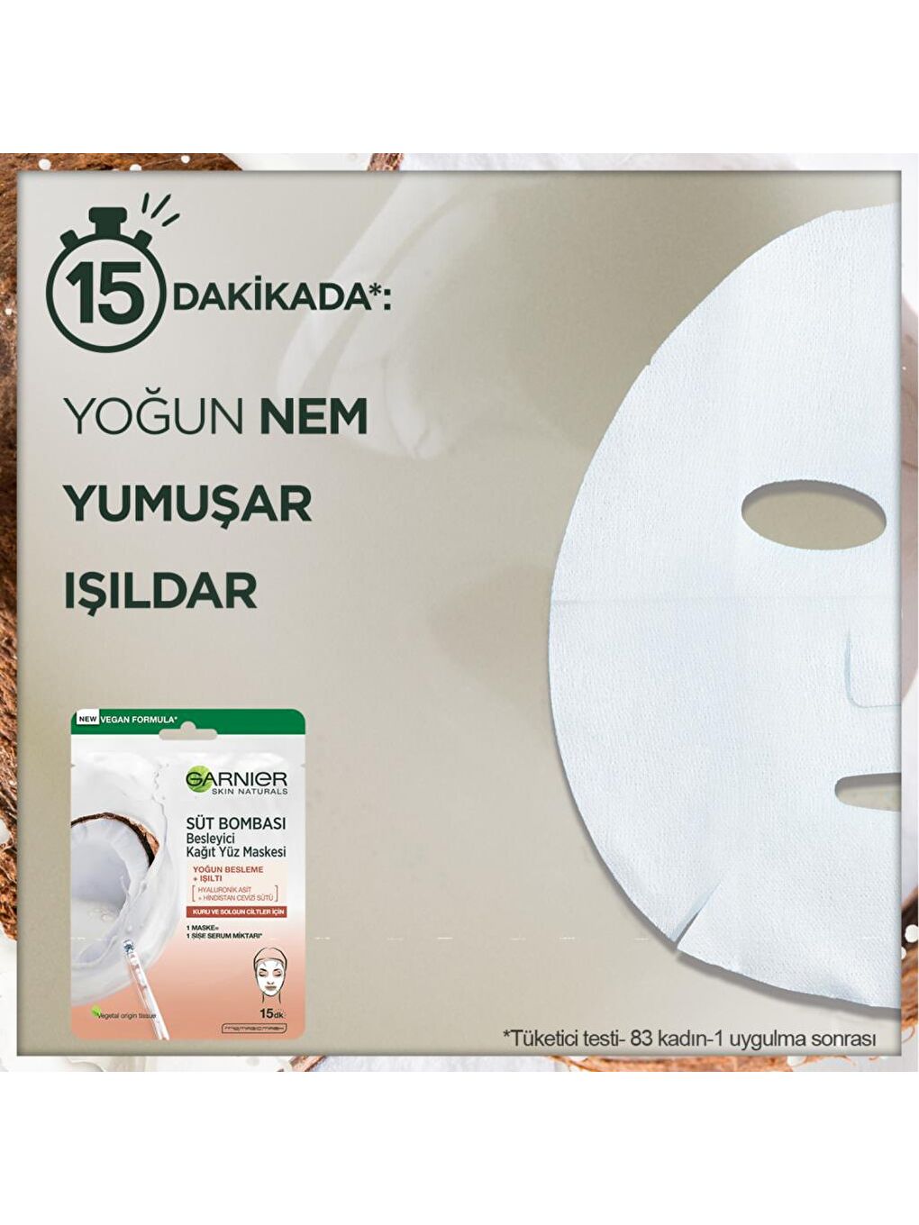 GARNIER Besleyici Kağıt Yüz Maskesi Hindistan Cevizi - 3