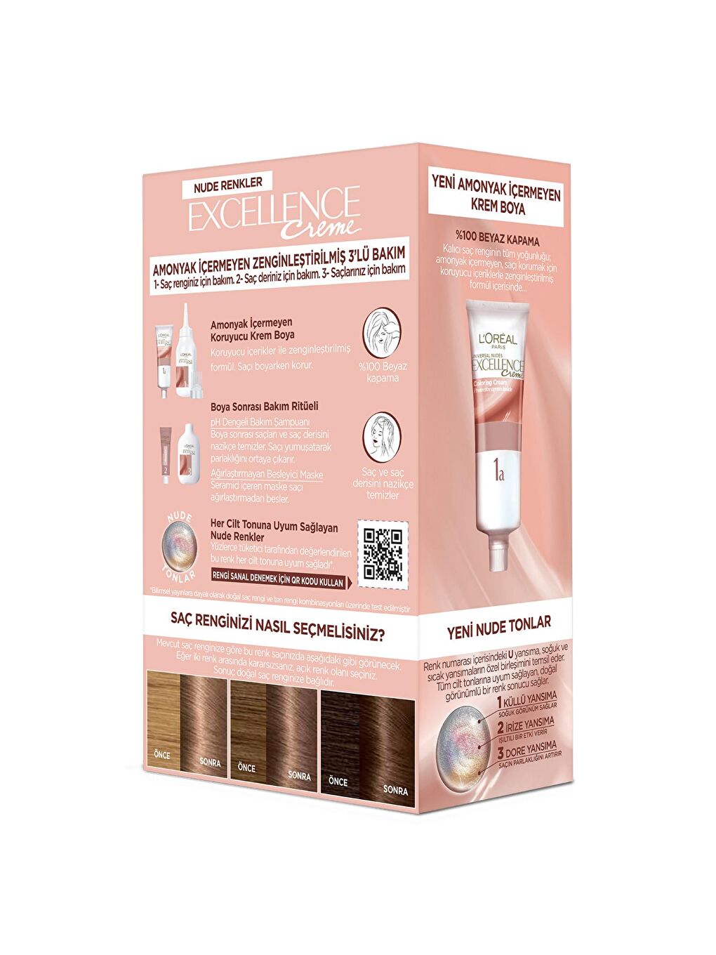 L'Oreal Paris Kahverengi Excellence Creme Nude Renkler Saç Boyası – 4U Nude Kahve - 7