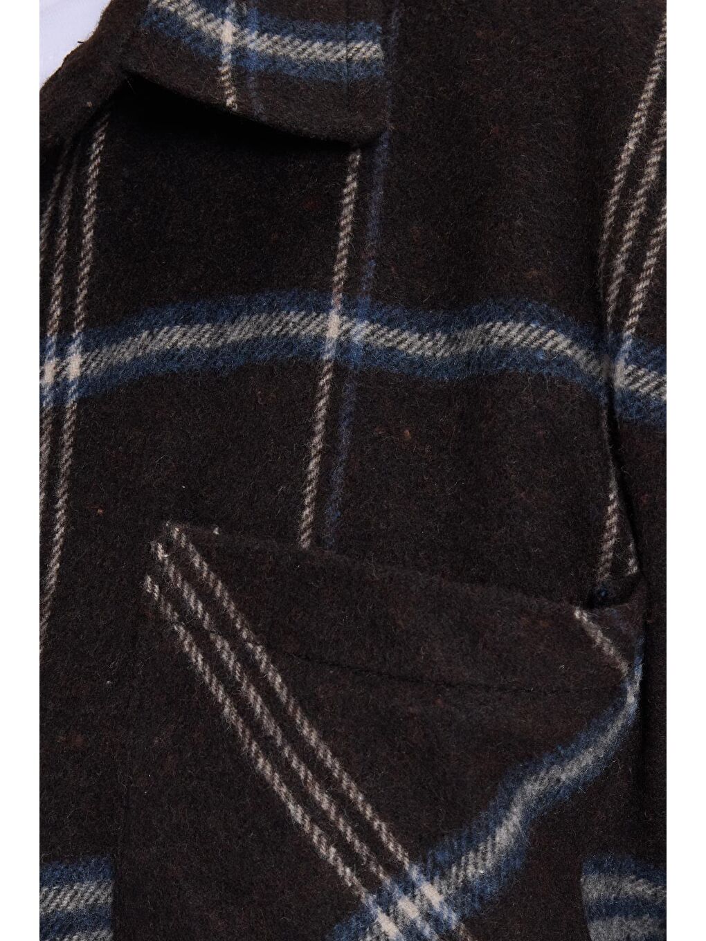 Karışık Erkek Slim Fit Dar Kesim Kareli Cepli Siyah Oduncu Gömlek-5