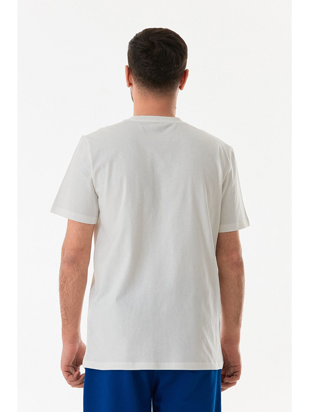 Ekru Basic Bisiklet Yaka Tişört-2