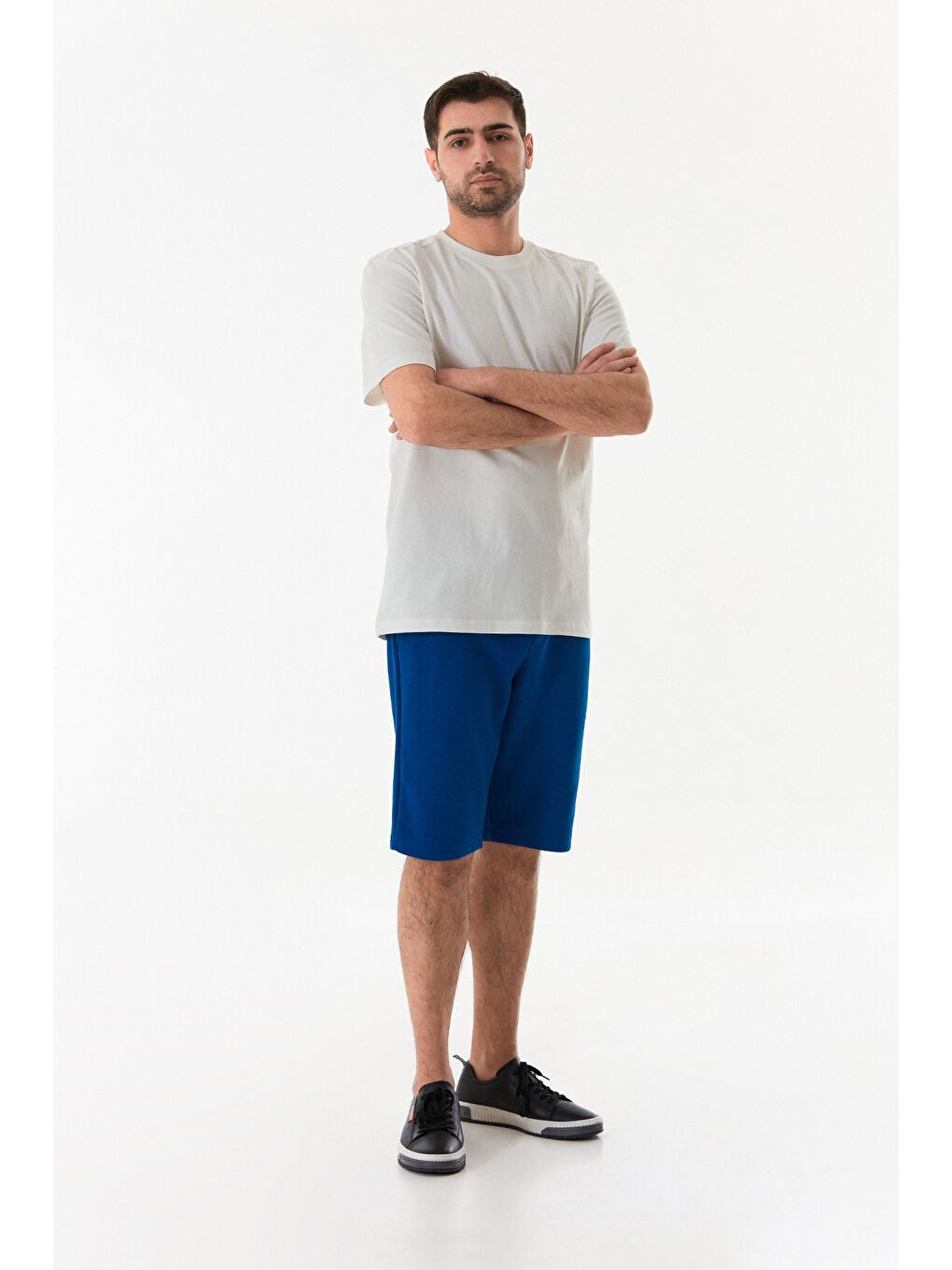 Ekru Basic Bisiklet Yaka Tişört-3