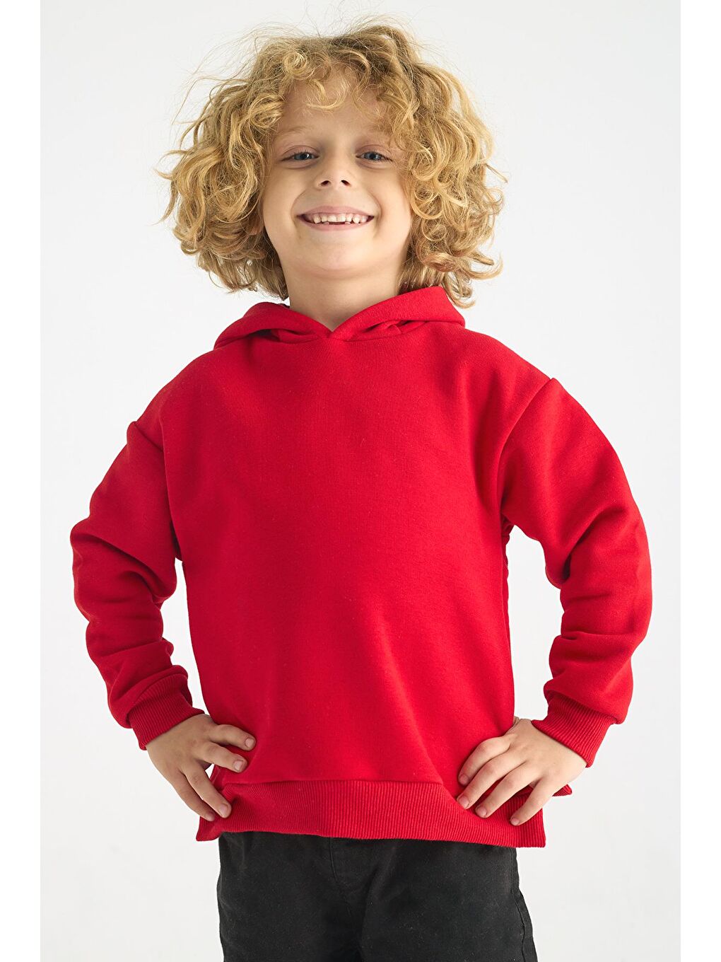 Kapüşonlu Uzun Kol Kırmızı Renk Kız Çocuk Sweatshirt