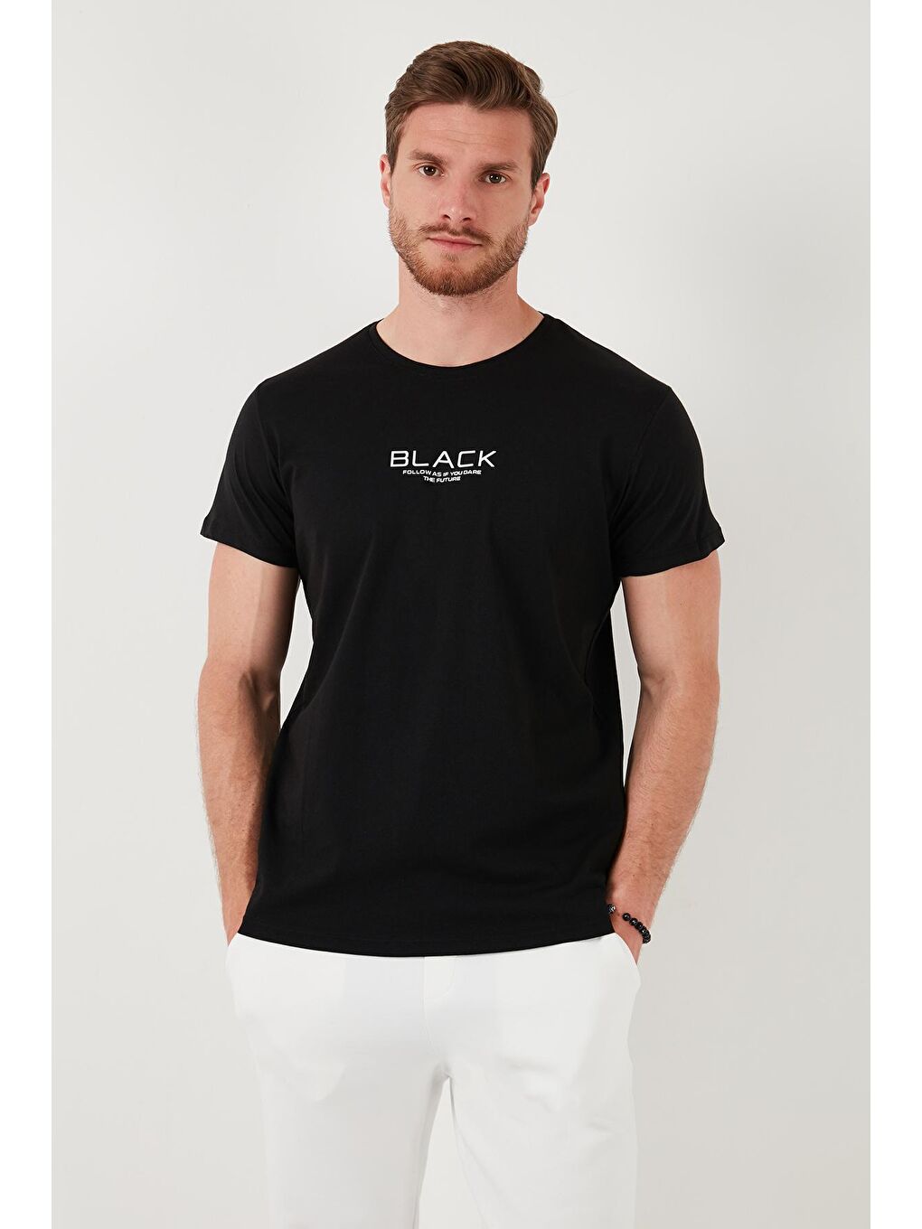 Buratti Siyah Baskılı Bisiklet Yaka % 100 Pamuk Slim Fit Erkek T Shirt 541FOLLOW - 3