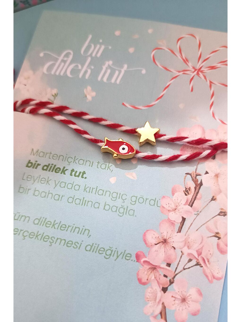 New Obsessions Baba Marta Marteniçka Kırmızı Beyaz İp Balıklı Şans Bileklik 2'li Set - 1