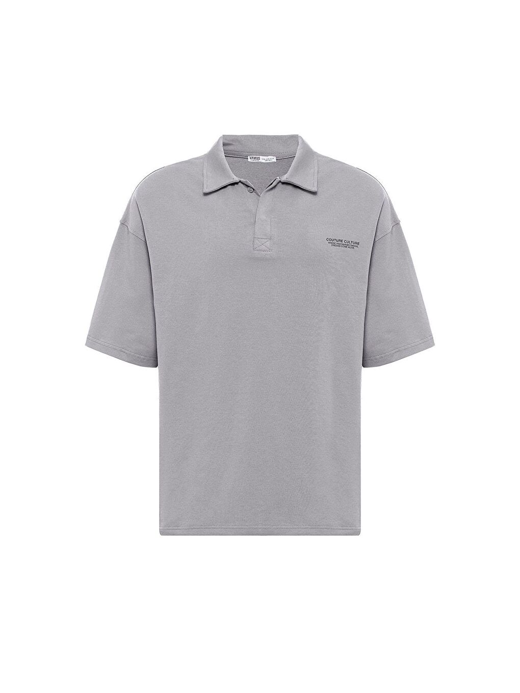 Polo Yaka Oversize Tişört Gri-1