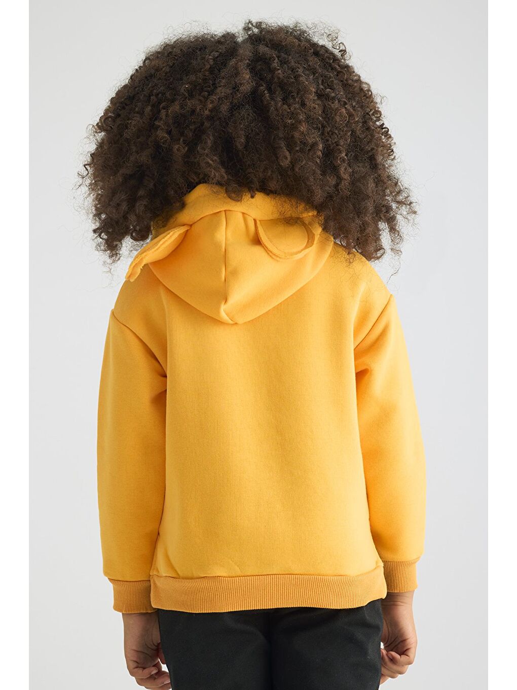 Sarı Kapüşonlu Uzun Kol Hardal Renk Kız Çocuk Sweatshirt-2
