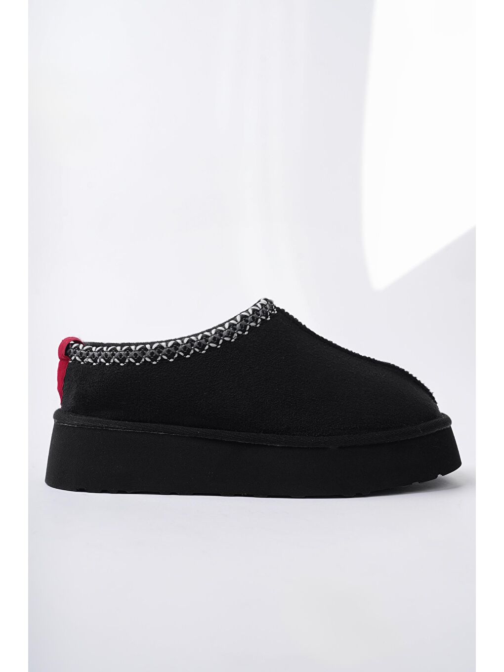 Siyah LİNG Kalın Taban Içi Tüylü Yuvarlak Burunlu Kadın Terlik