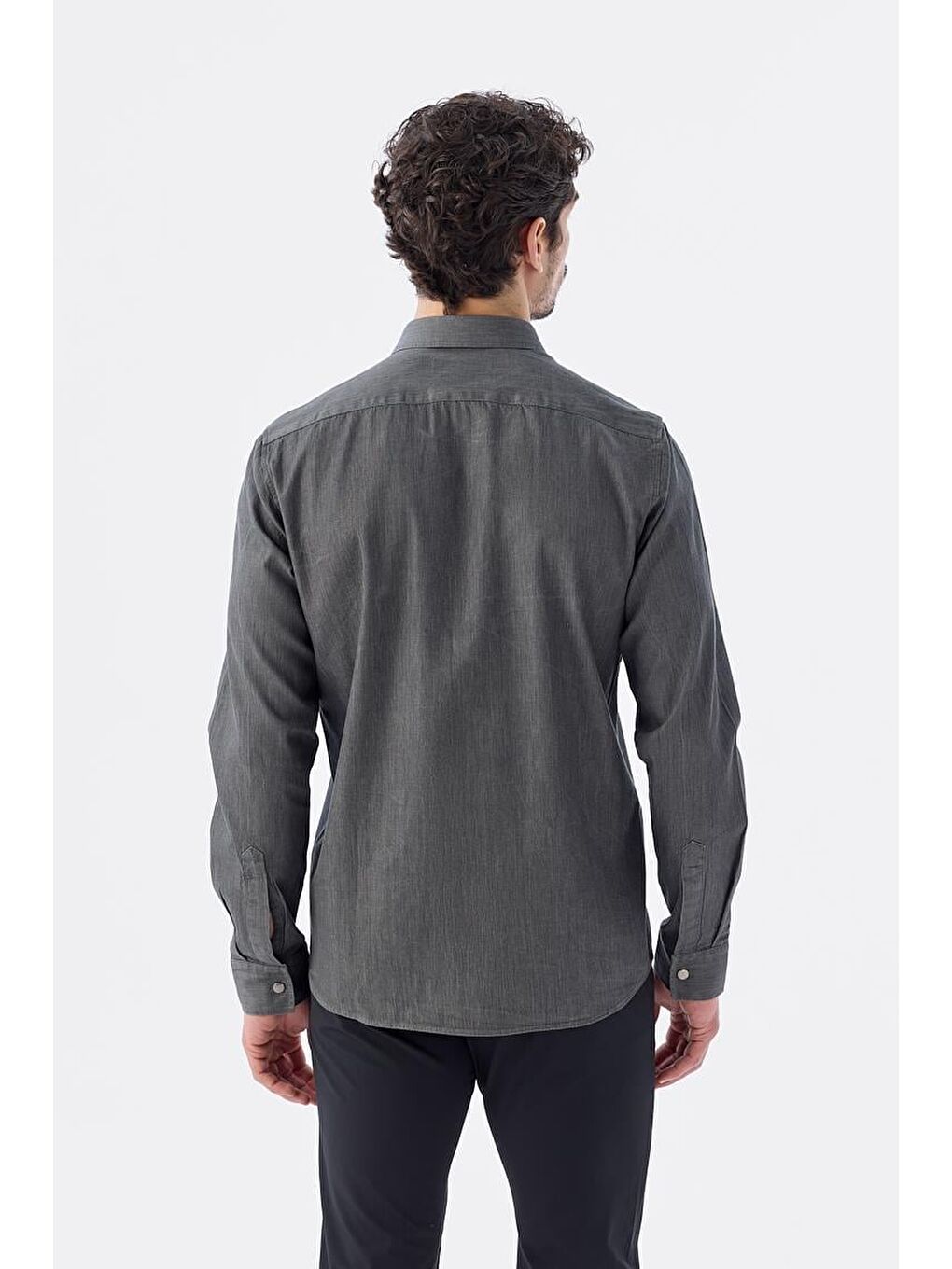 Siyah Comfort Fit Cepli Çıtçıtlı %100 Pamuk Jean Gömlek-3