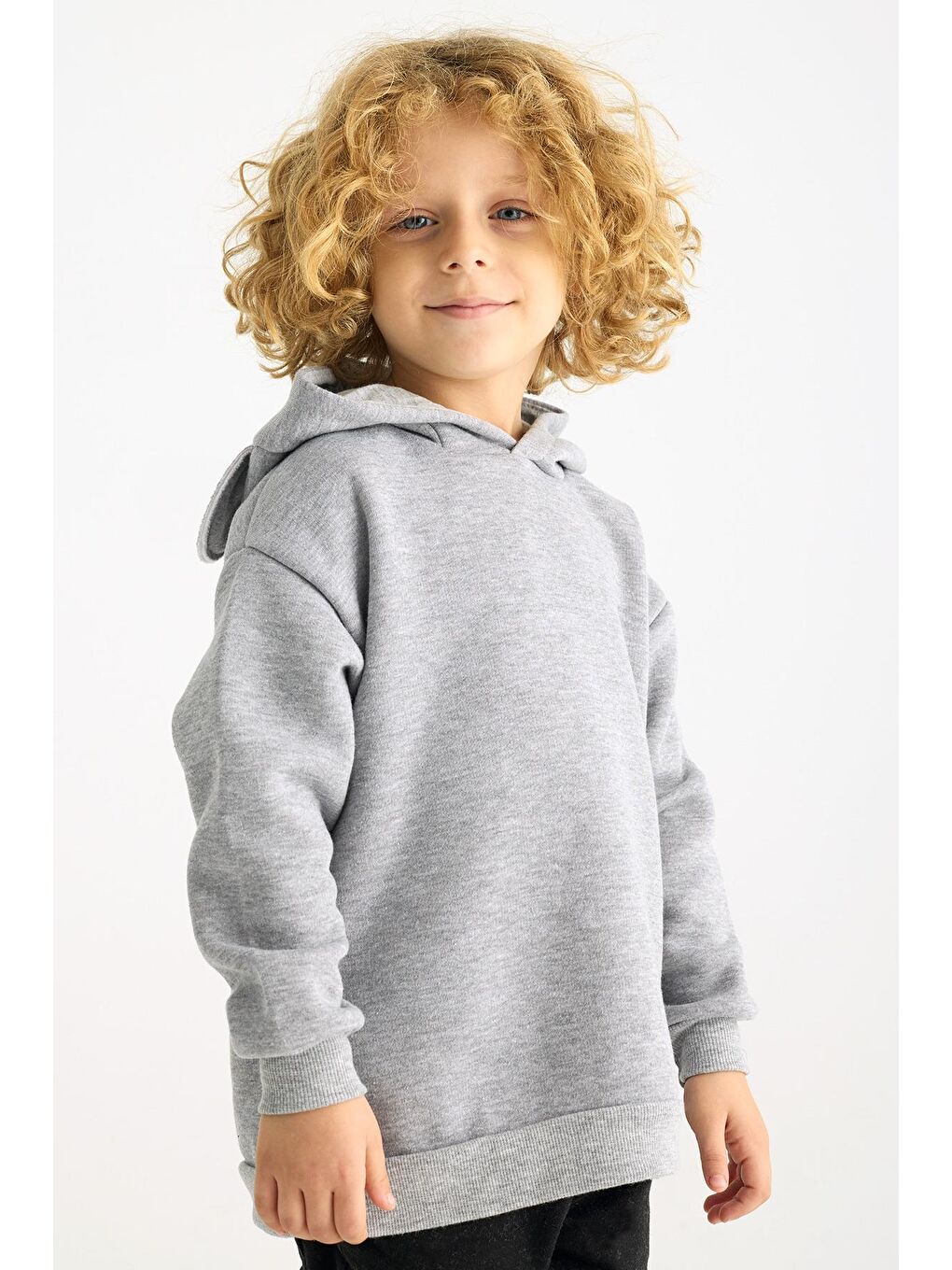 Kapüşonlu Uzun Kol Gri Renk Kız Çocuk Sweatshirt