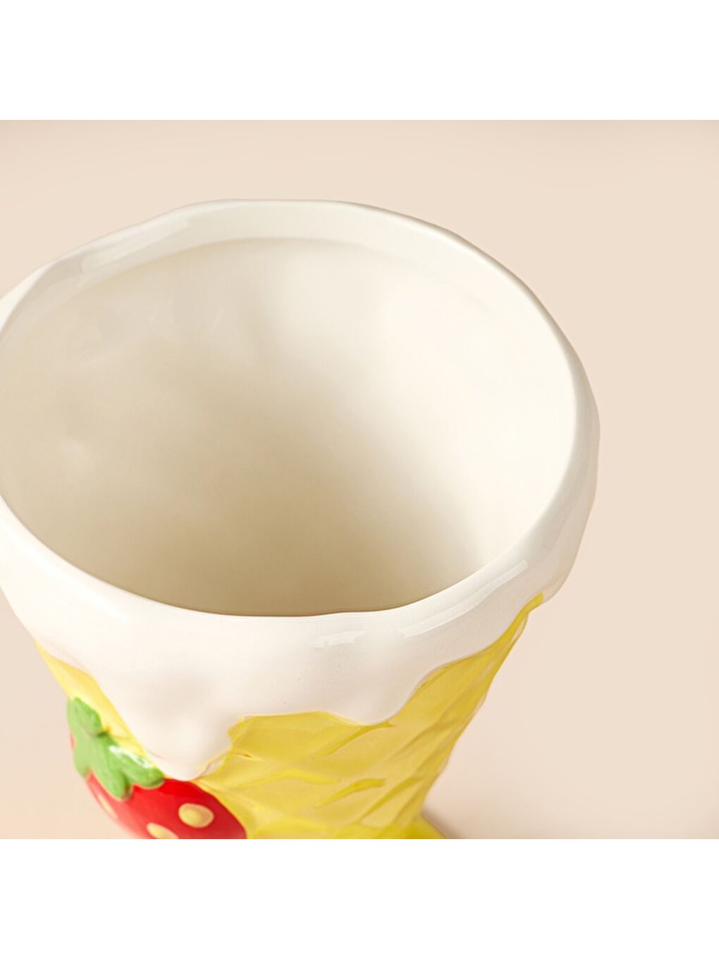 Kitchen Çilek Desenli Seramik Dondurmalık - Sarı-3