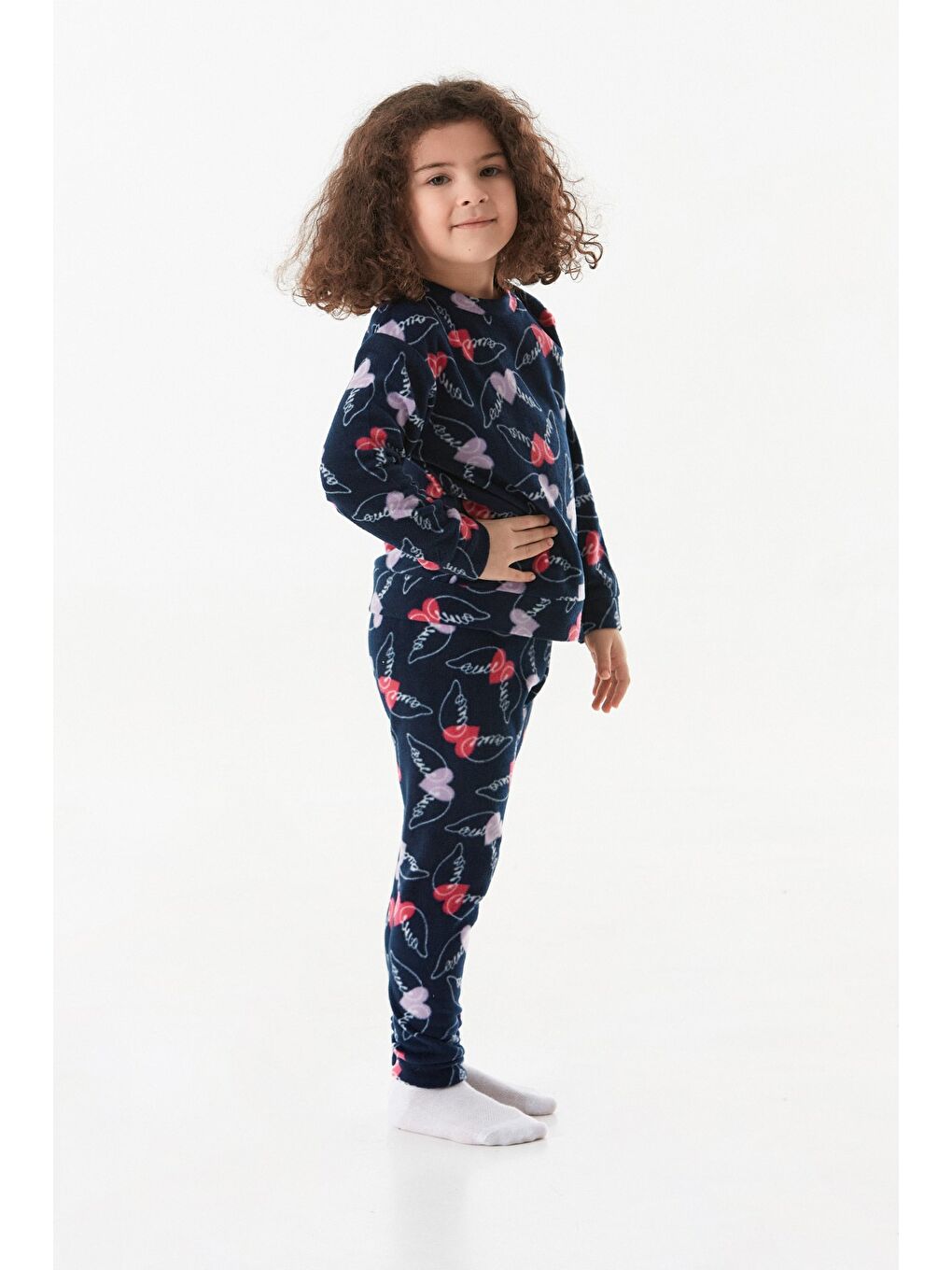 Lacivert Ayıcık Desenli Polar Unisex Çocuk Pijama Takımı-3