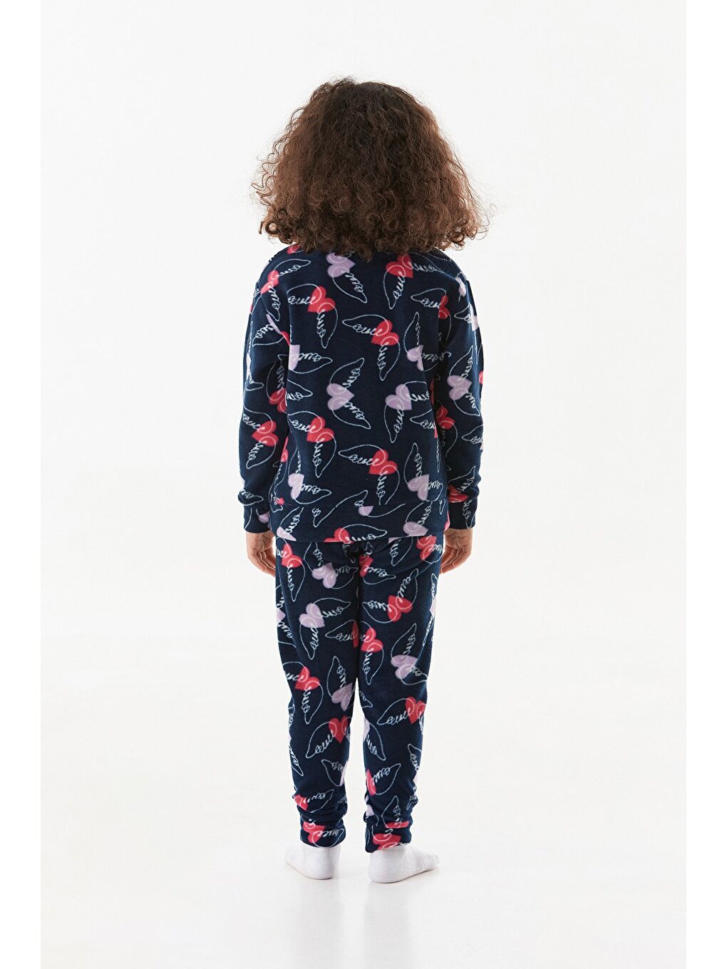 Lacivert Ayıcık Desenli Polar Unisex Çocuk Pijama Takımı-4