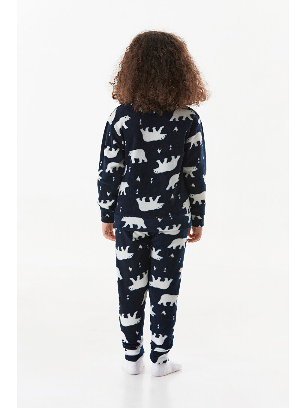 Mavi Ayıcık Desenli Polar Unisex Çocuk Pijama Takımı-3