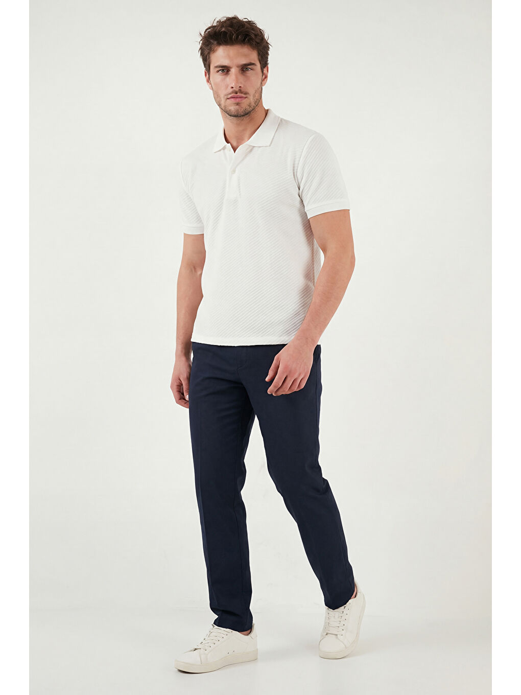 Ekru Pamuklu Kısa Kollu Düğmeli Polo T Shirt 5904049-2