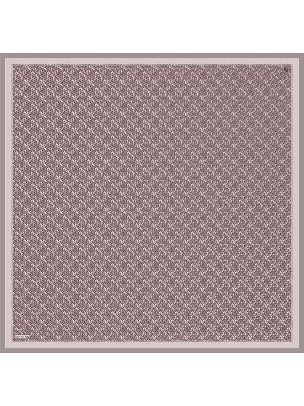 Pembe Soyut Desenli Saf İpek Twill Eşarp 9405D 32-3