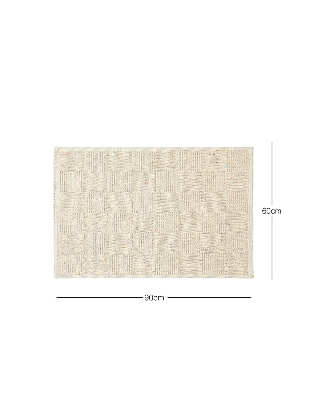 Ocean Home Textile Ekru Yıkanabilir Pamuklu Ekru Renk Dama Desen Banyo Paspası 60 x 90 cm - 1