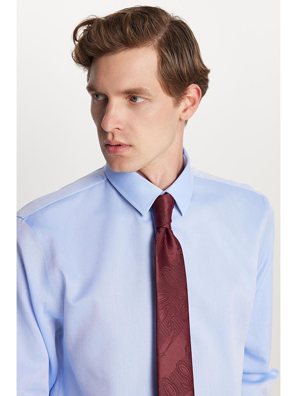 Slim Fit Mavi Non-Iron %100 Pamuk Doğa Dostu Ekoteks Belgeli Ütü Gerektirmez Gömlek-1