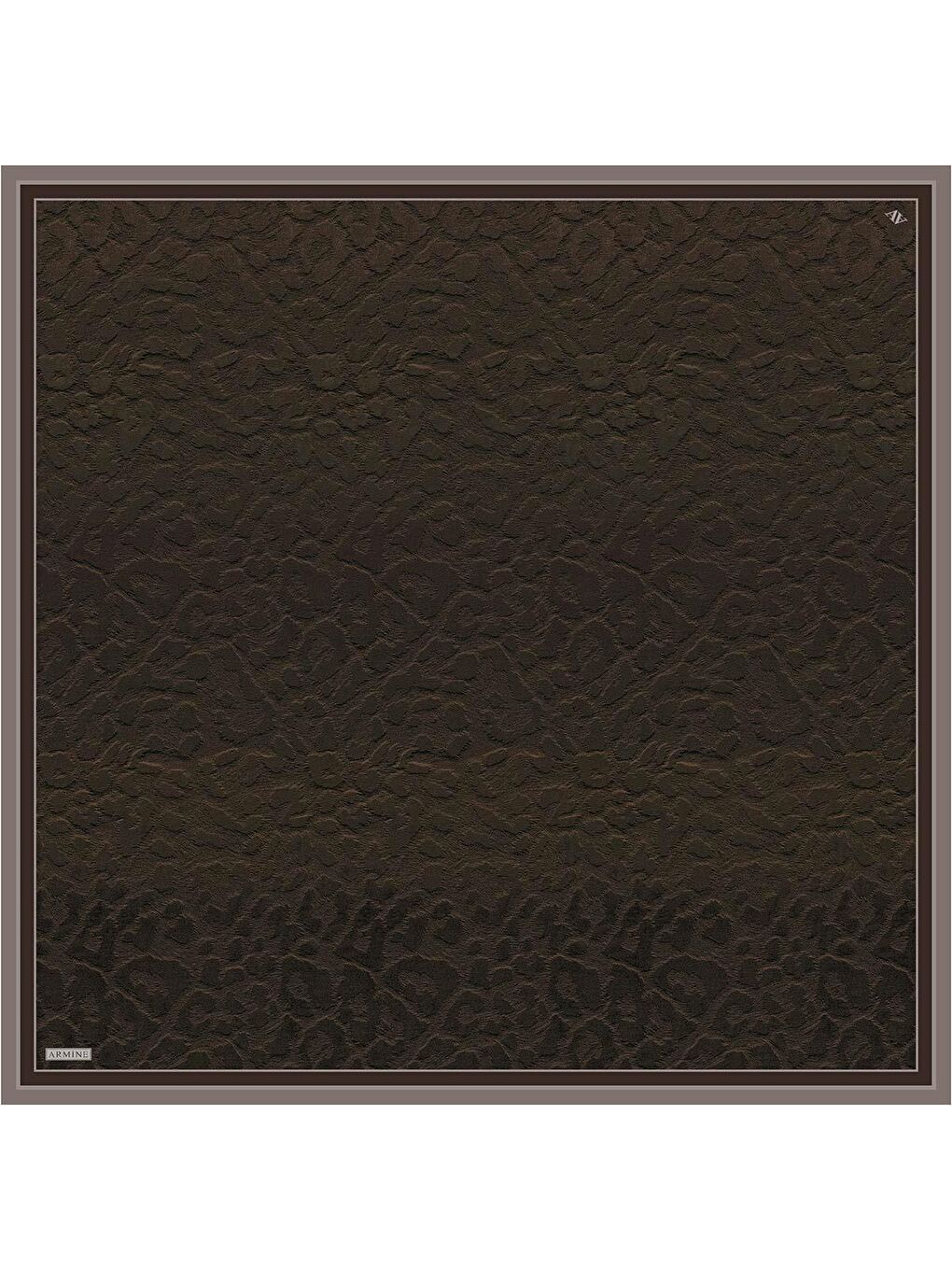 Kahverengi Klasik Desenli Saf İpek Twill Eşarp 9408D 83-3