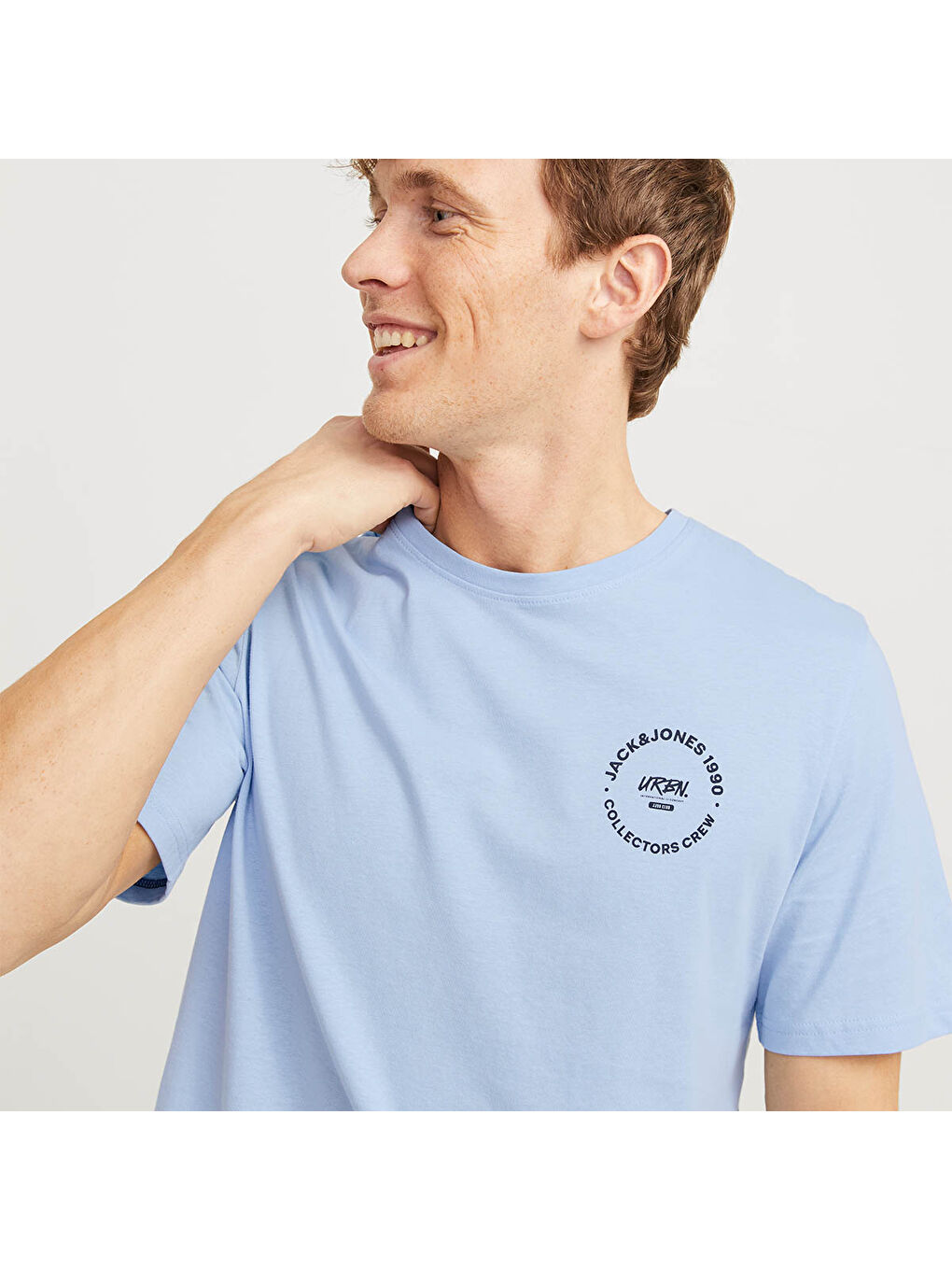 Simon Crew Neck Erkek Mavi Yuvarlak Yaka Tişört-1