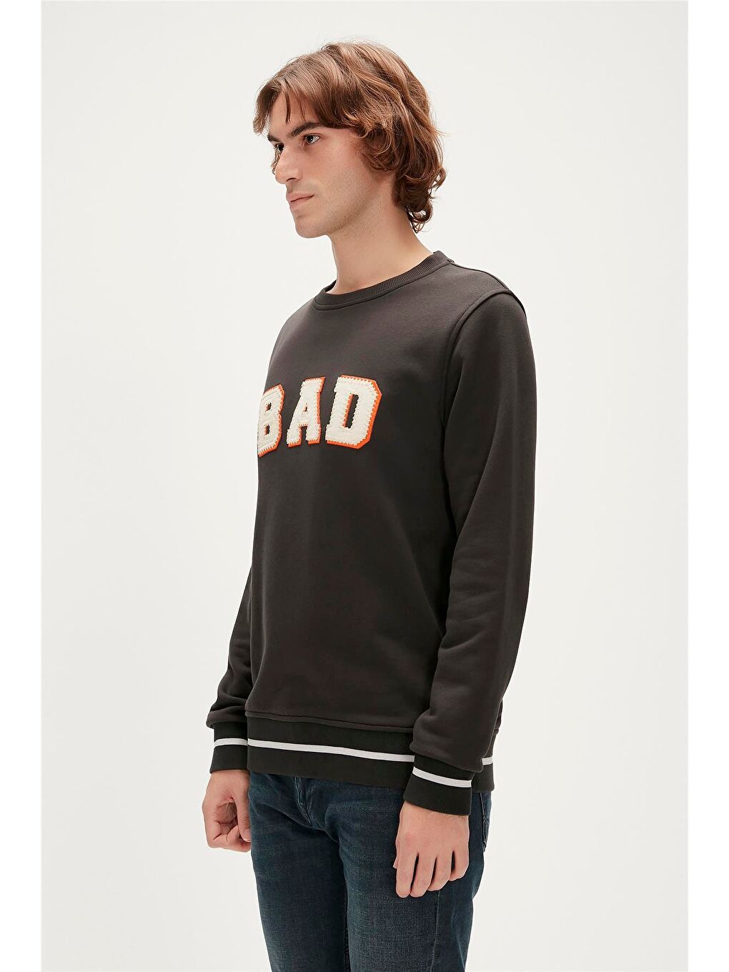 Bad Bear Antrasit Felt Crewneck Antrasit Erkek Sweatshirt - 2