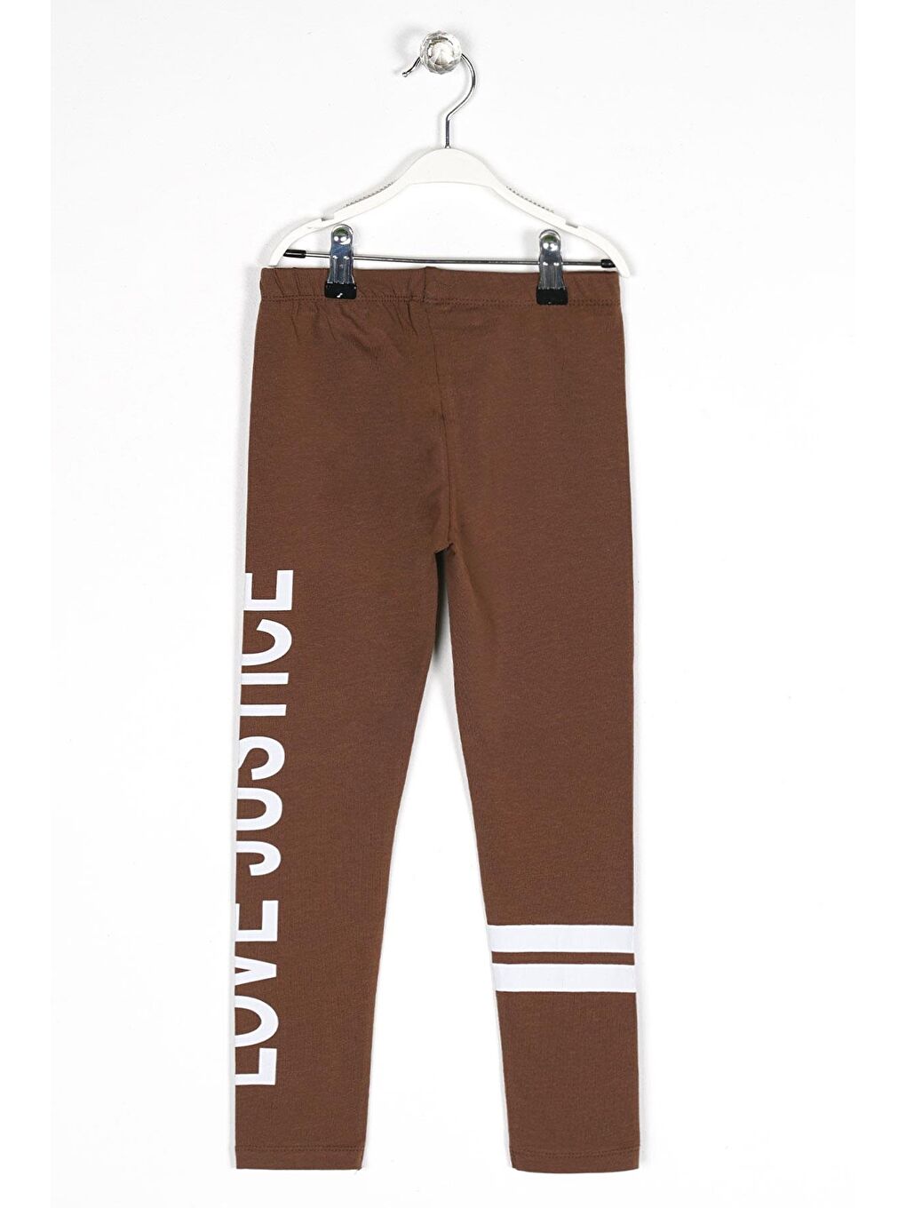Baskılı Dar Paça Kahverengi Renk Kız Çocuk Tayt