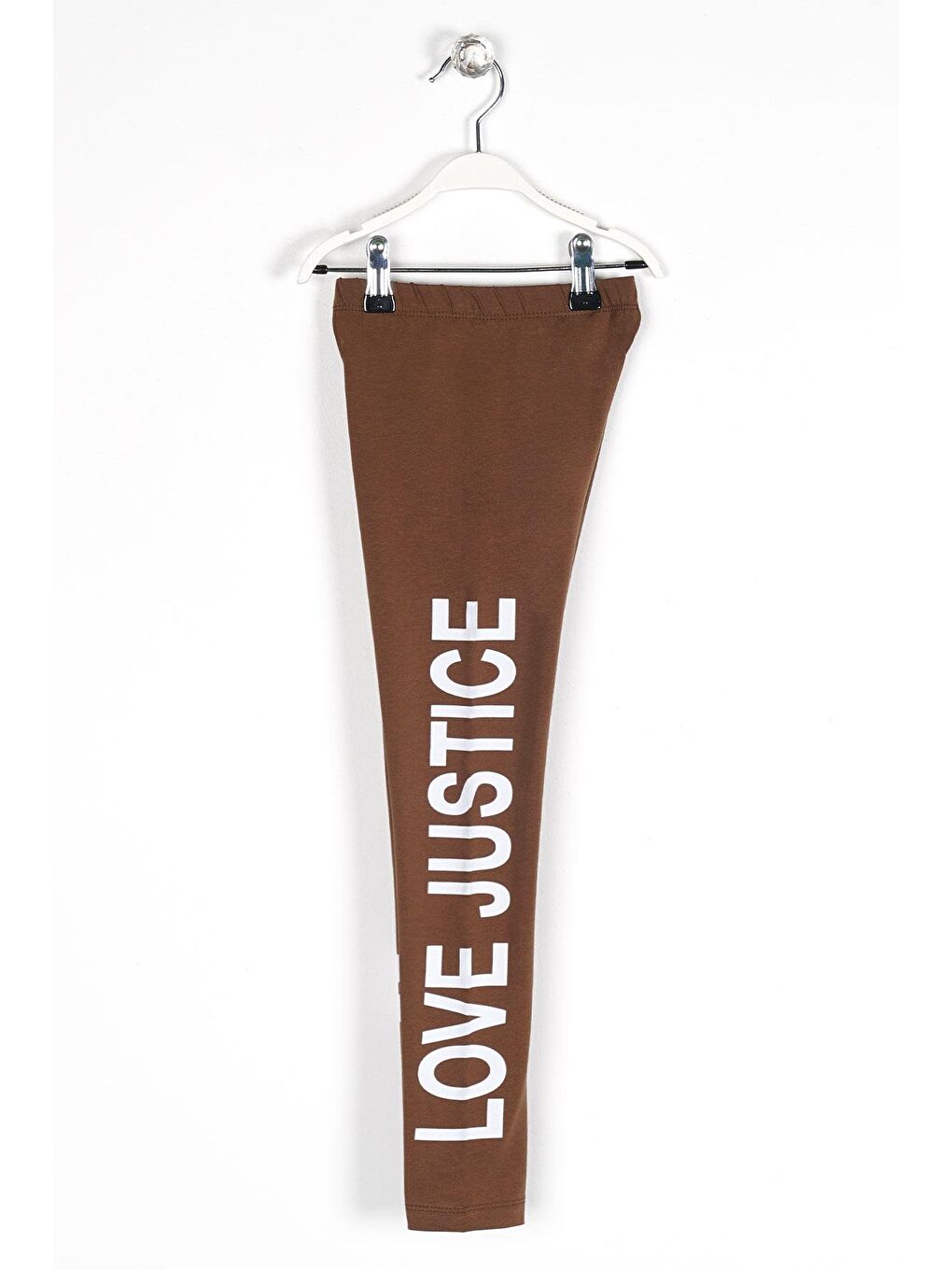 Baskılı Dar Paça Kahverengi Renk Kız Çocuk Tayt-1