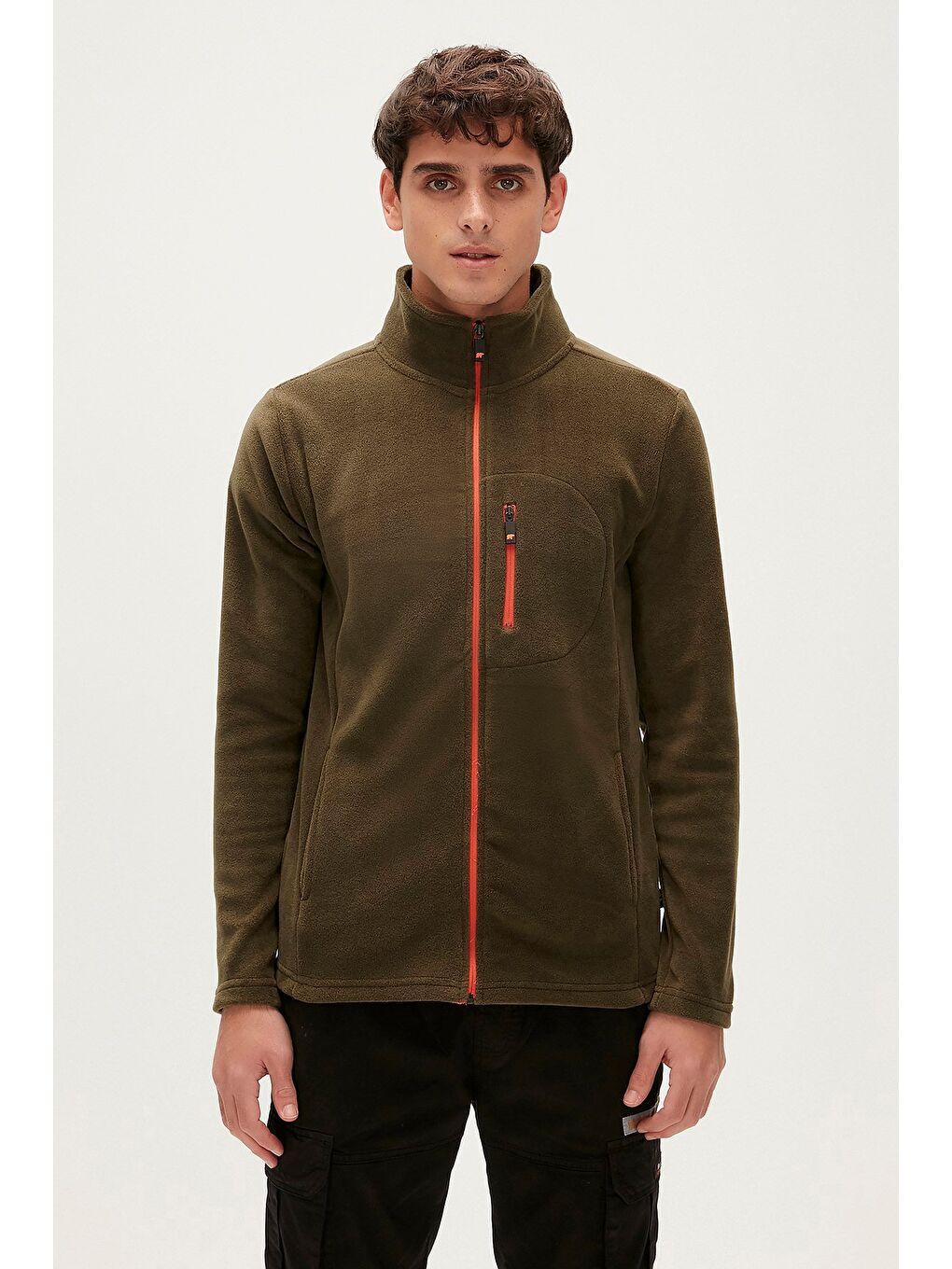 Husky Full-Zip Haki Yeşil  Polar Erkek Fermuarlı Sweatshirt Hırka