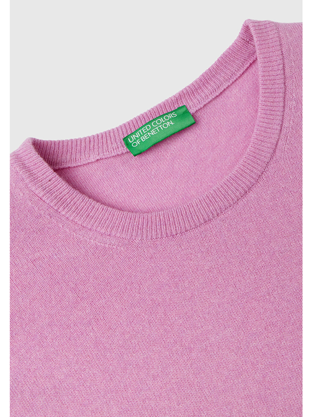 United Colors Of Benetton Pembe Erkek Pembe Bisiklet Yaka Merino Kazak - 5