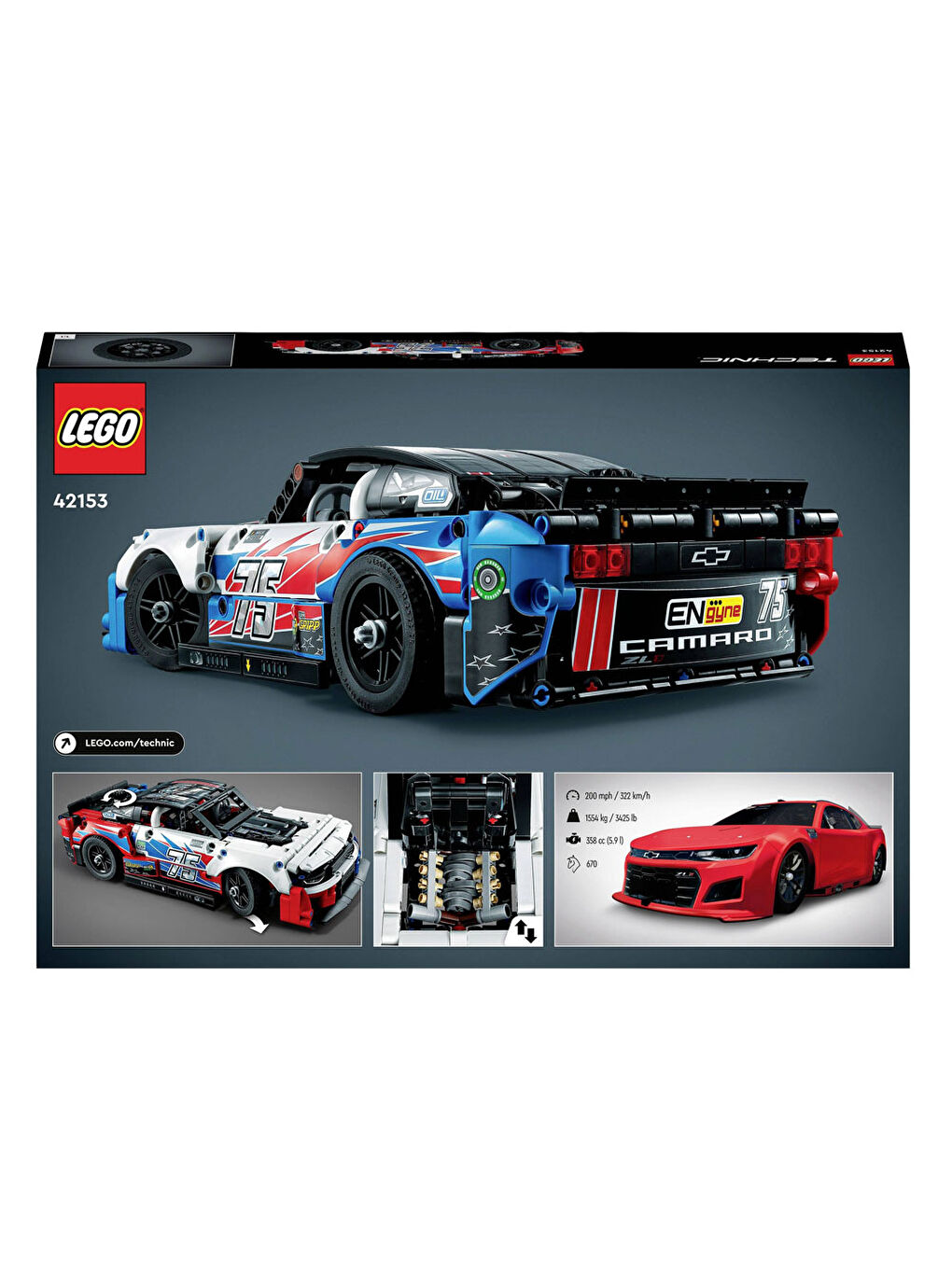 Lego Renksiz Technic NASCAR Nesil Chevrolet Camaro ZL1 42153 - 4