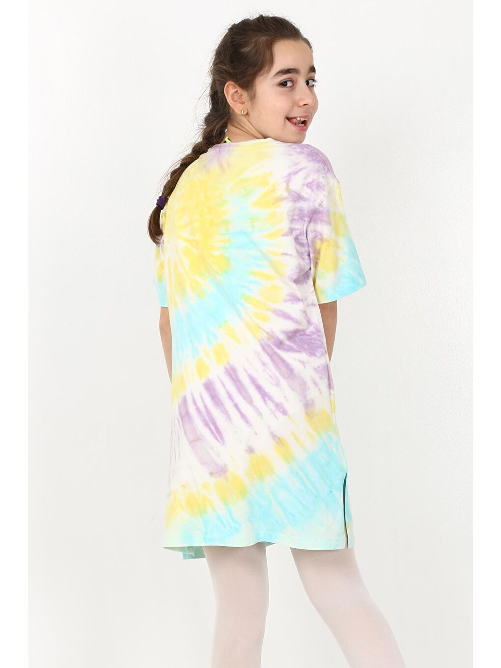 Sarı Kız Çocuk Baskılı Batik Tunik 10-15 Yaş 13946-1