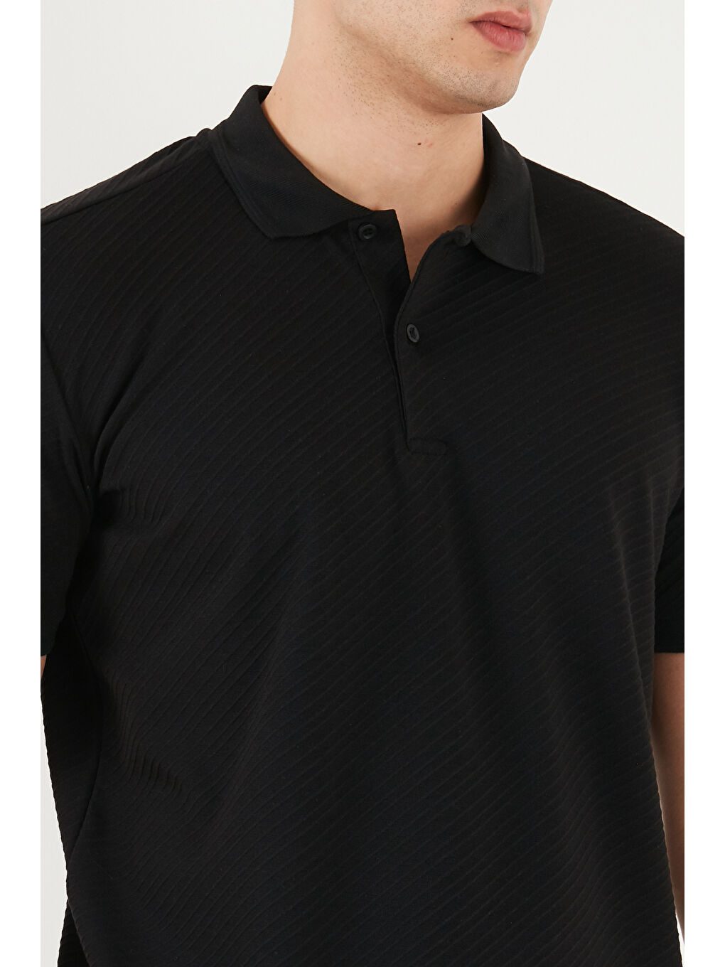 Siyah Pamuklu Kısa Kollu Düğmeli Polo T Shirt 5904049-3