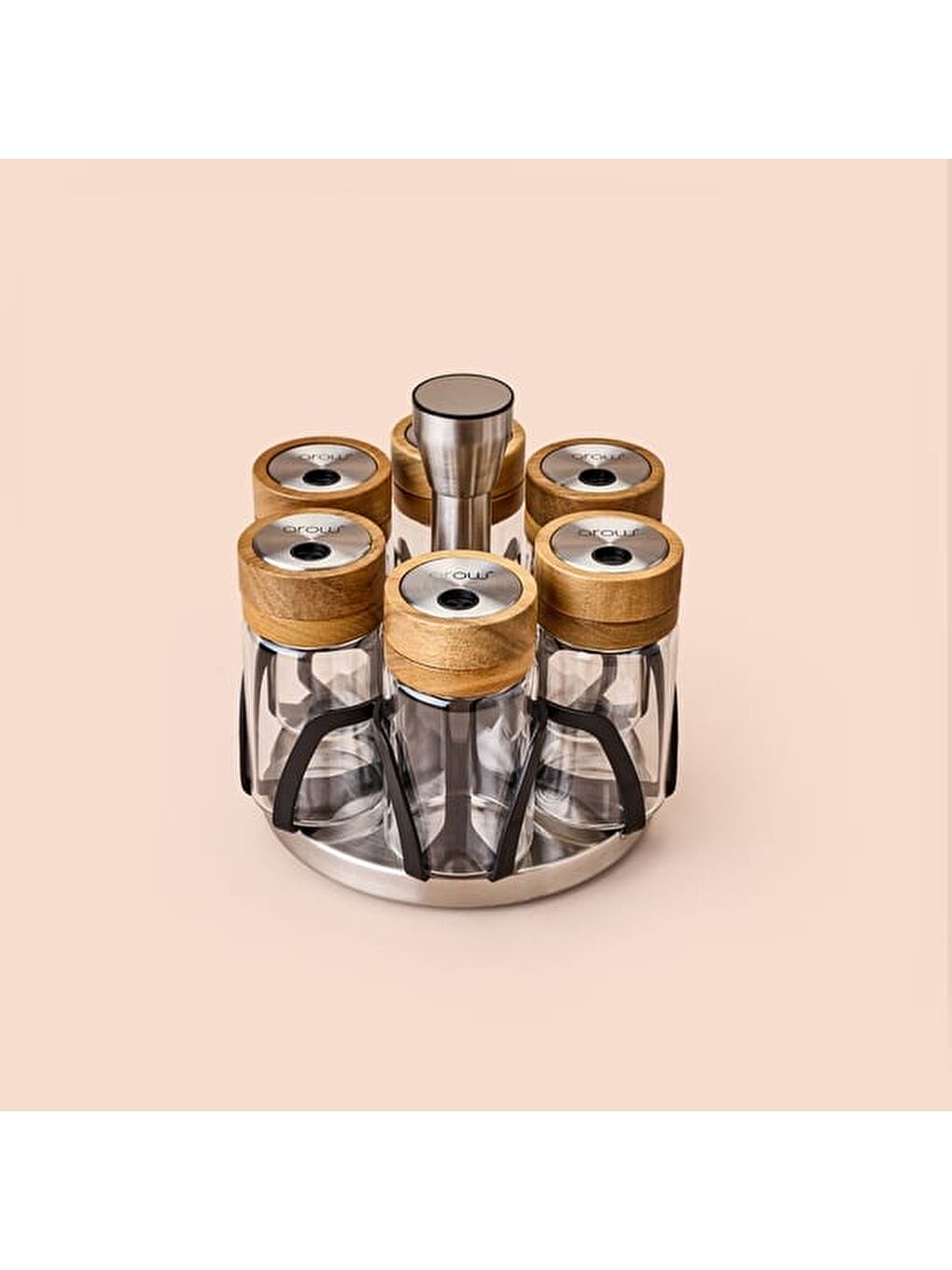 Karışık Ellery 7'li Baharat Seti - Şeffaf / Kahverengi - 130 ml-3