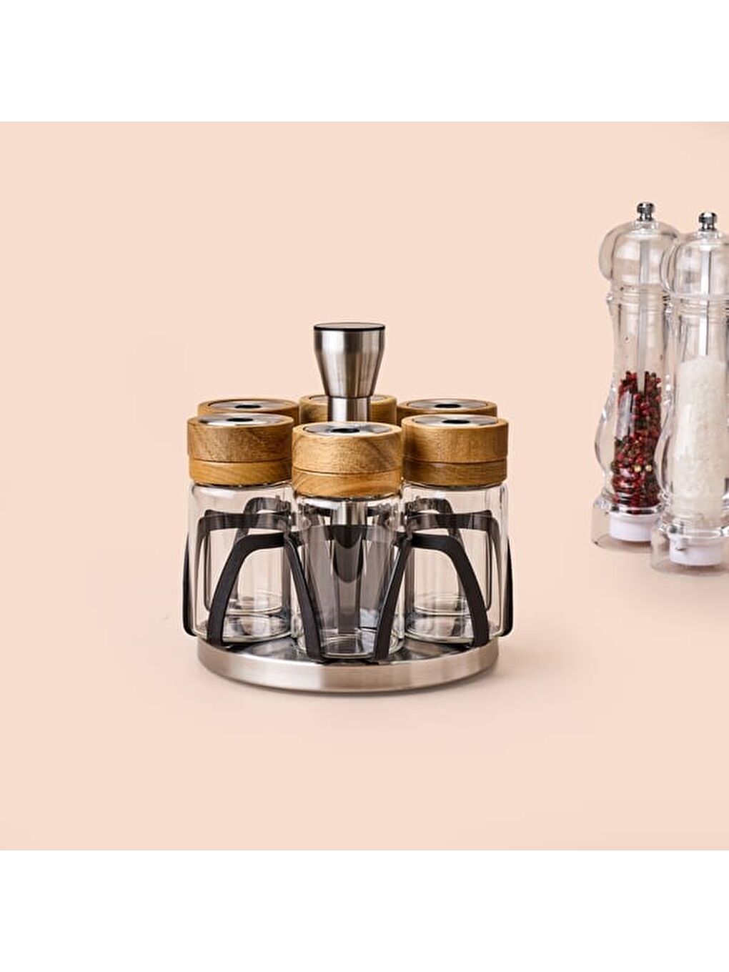 Karışık Ellery 7'li Baharat Seti - Şeffaf / Kahverengi - 130 ml-4