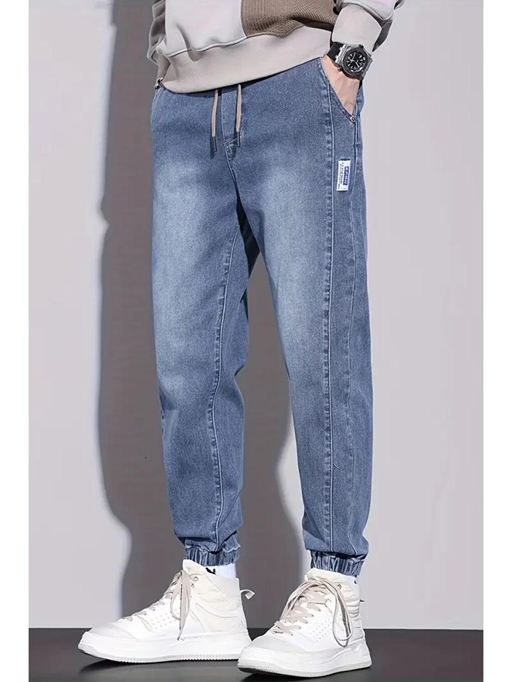 Mavi Reax Simon Beli ve Paçası Lastikli İpli Jogger Kesim Erkek Jean Pantolon